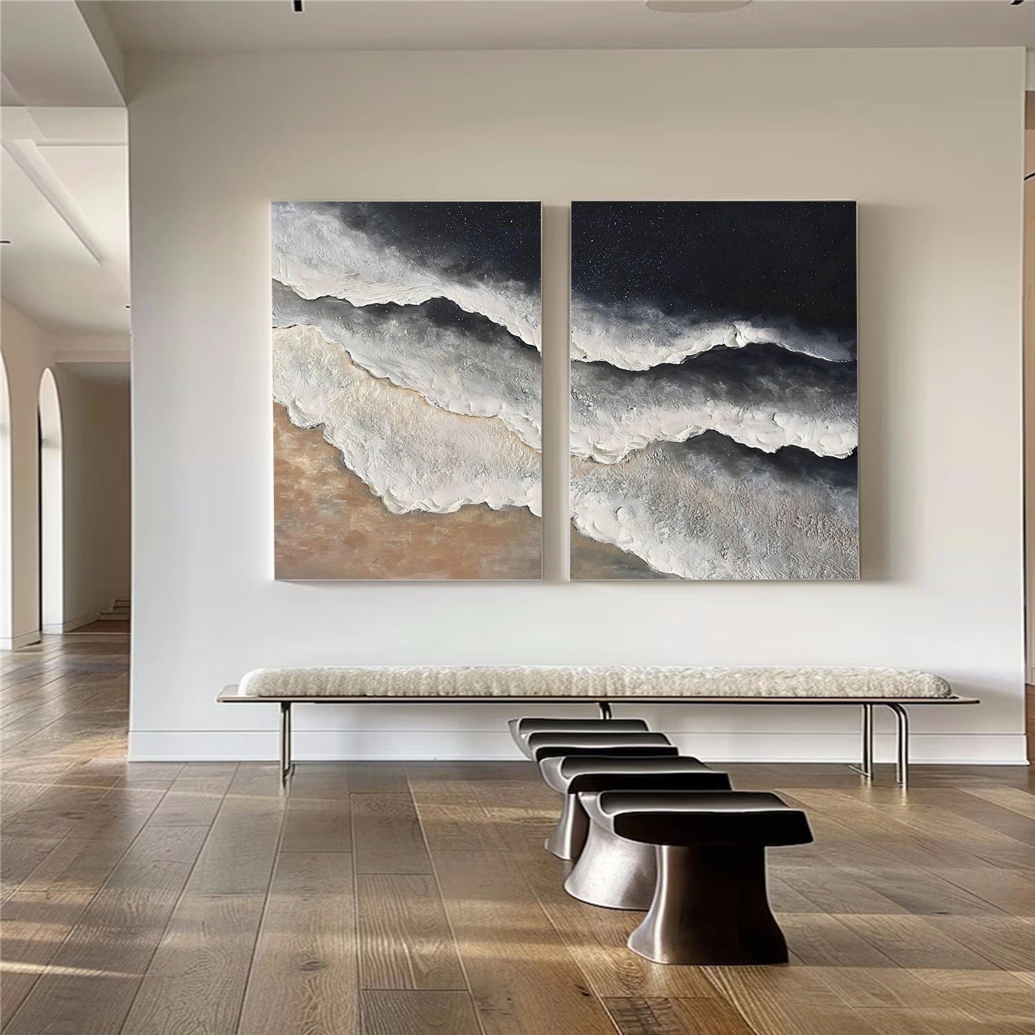 Sky And Ocean Abstract Textured Wall Art Set of 2 #SO393