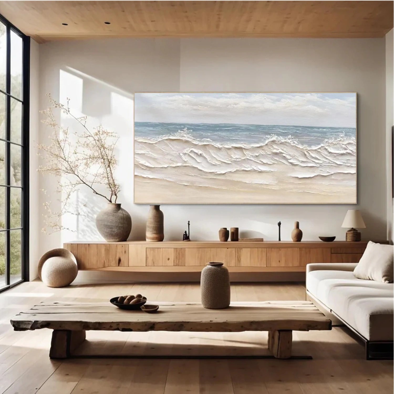 Sky And Ocean Abstract Textured Wall Art #SO347