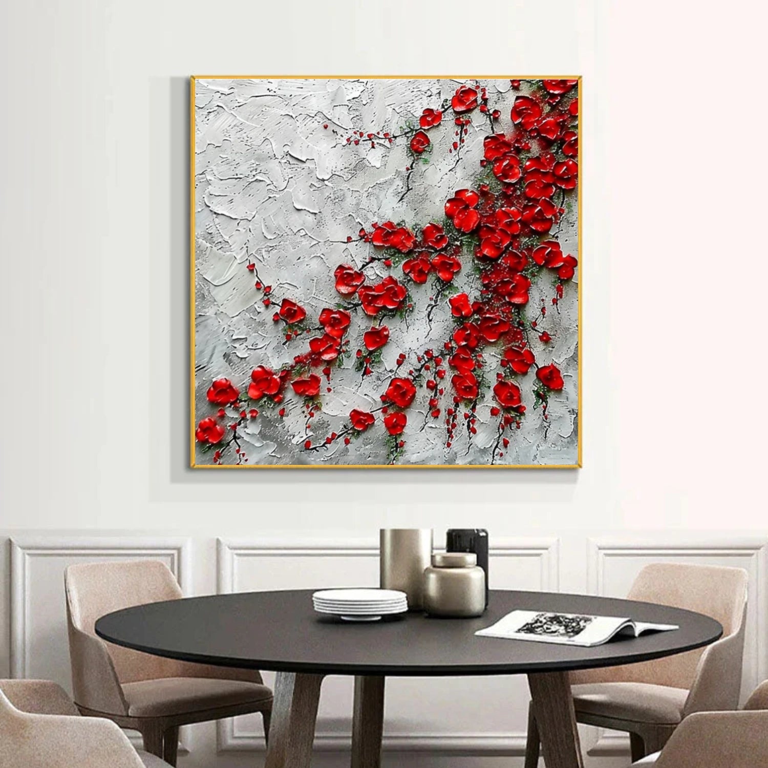 Tree And Flower Abstract Textured Wall Art #TF156