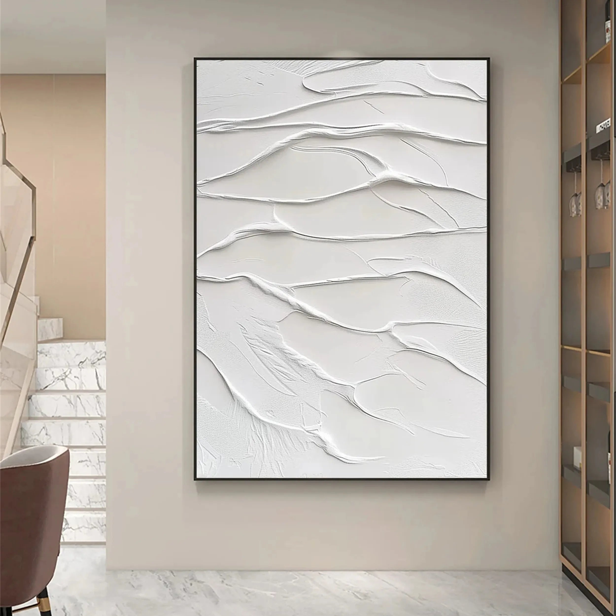 White Textured Minimalist Wall Art #WT093