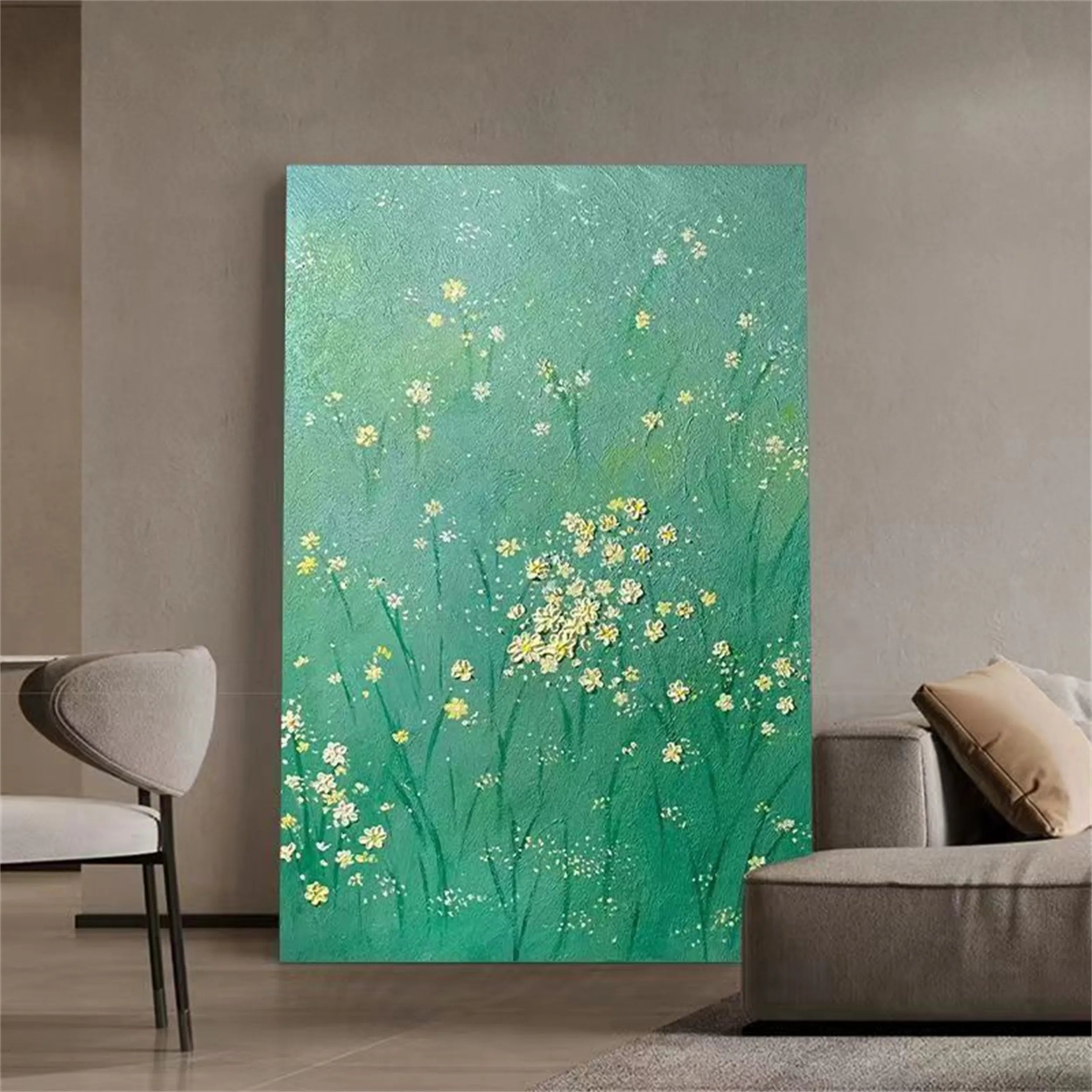 Green Tree And Flower Painting #TF038