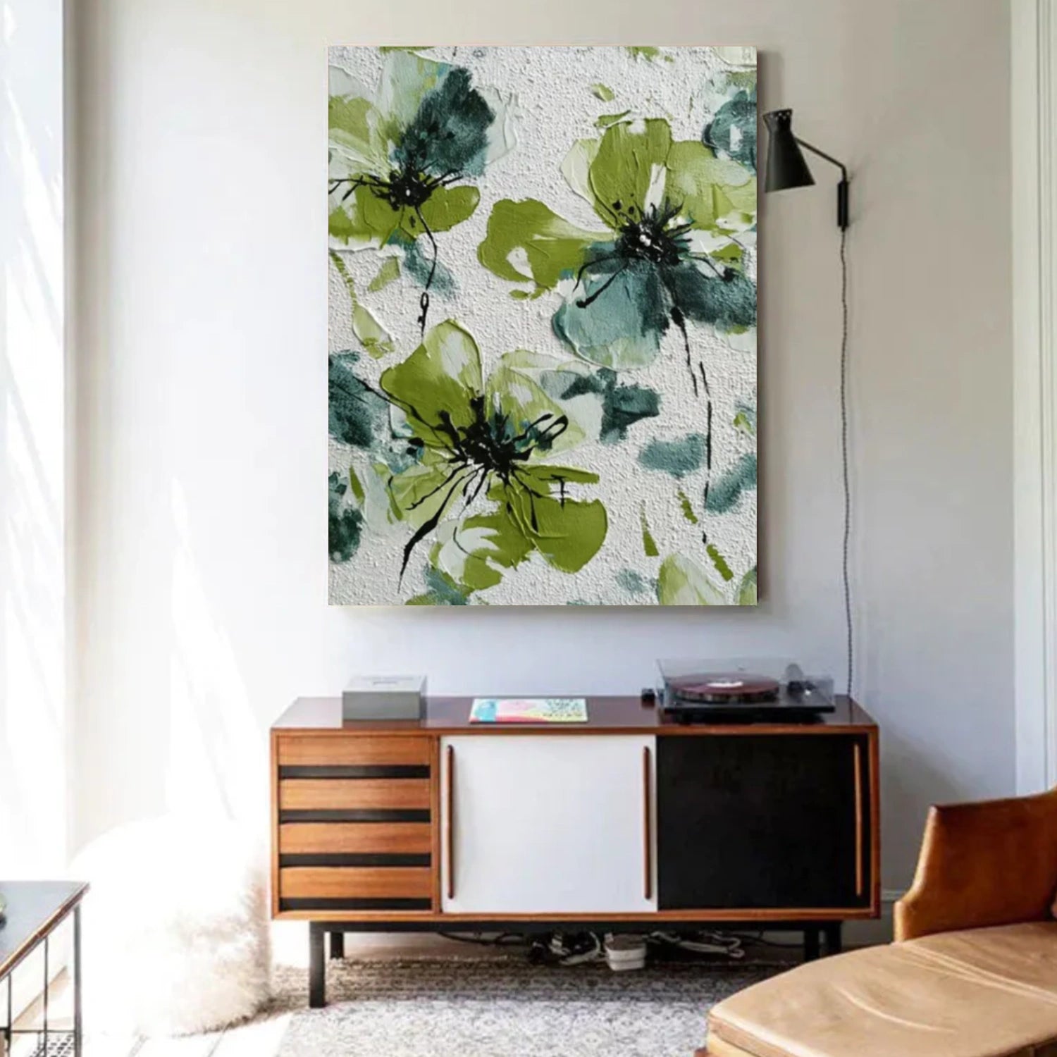 Tree And Flower Abstract Textured Wall Art #TF142