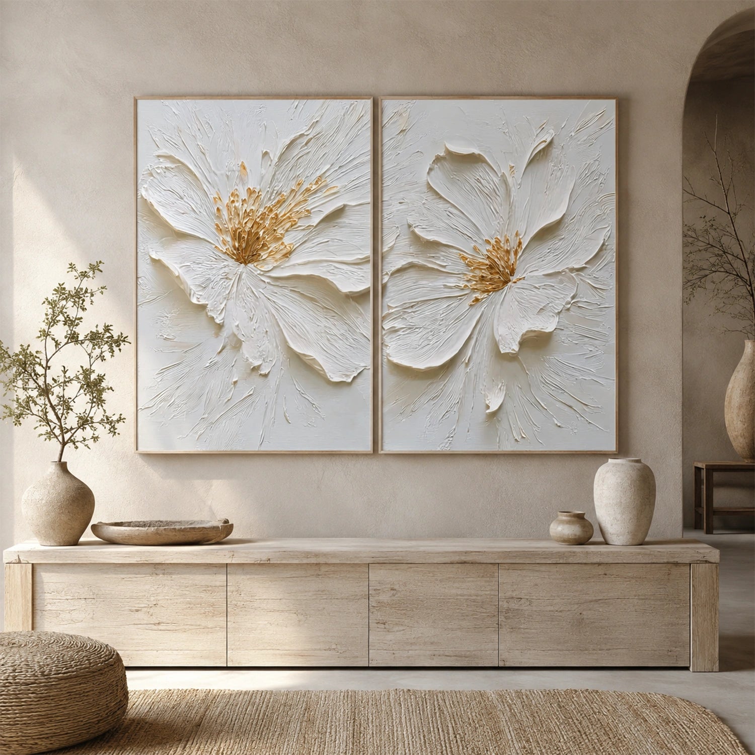 Flower Abstract Textured Wall Art Set of 2 #TF218