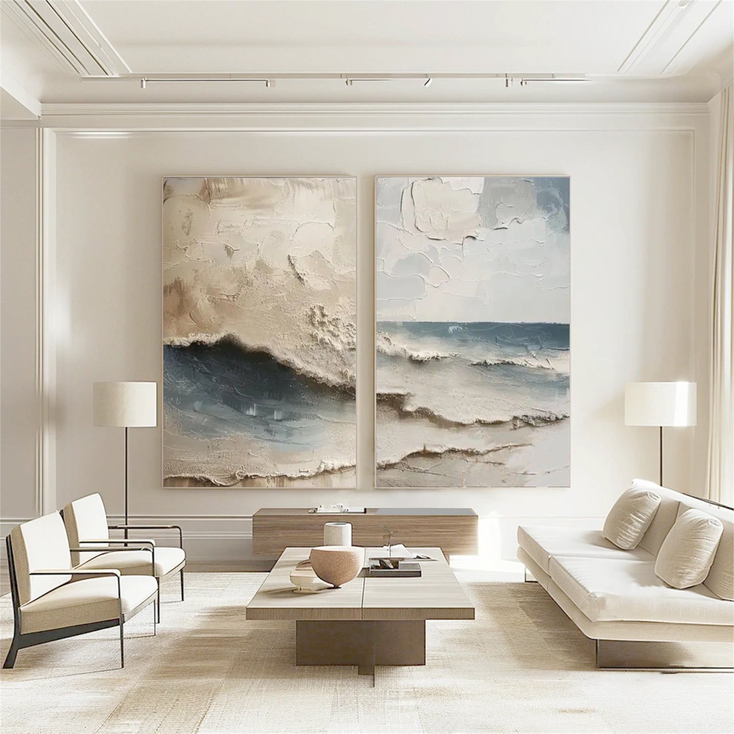 Sky And Ocean Abstract Textured Wall Art Set of 2 #SO288