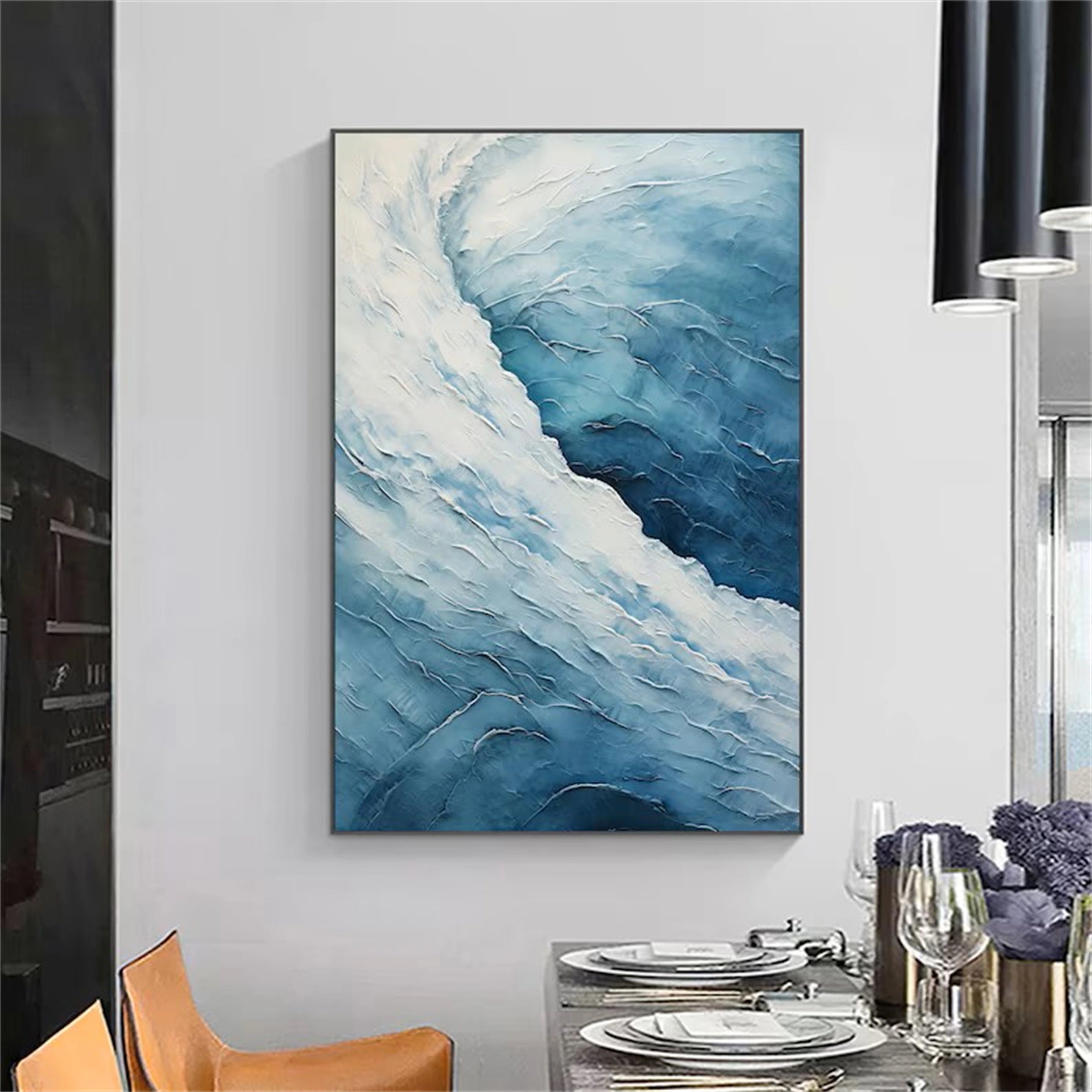 Blue Textured Minimalist Wall Art #BL009