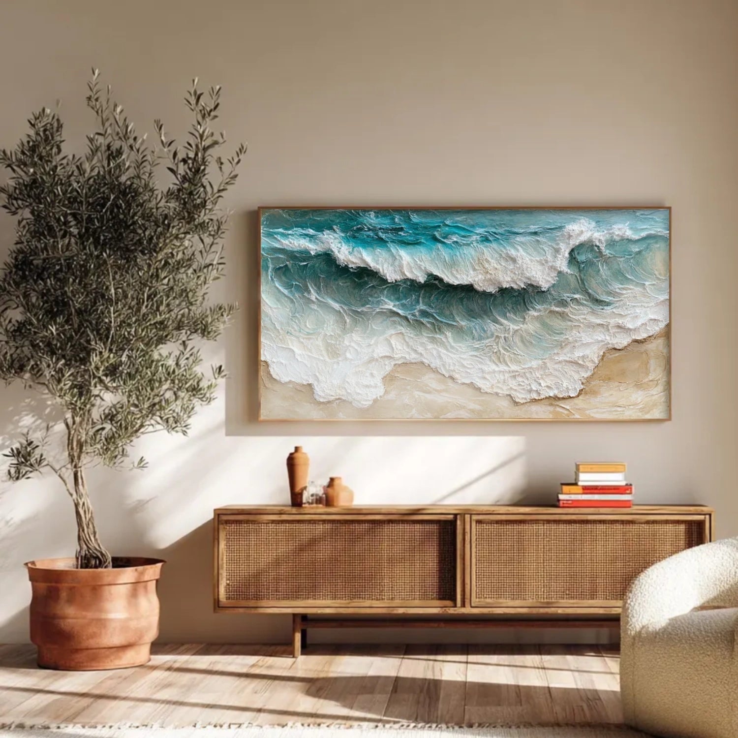 Sky And Ocean Abstract Textured Wall Art #SO367