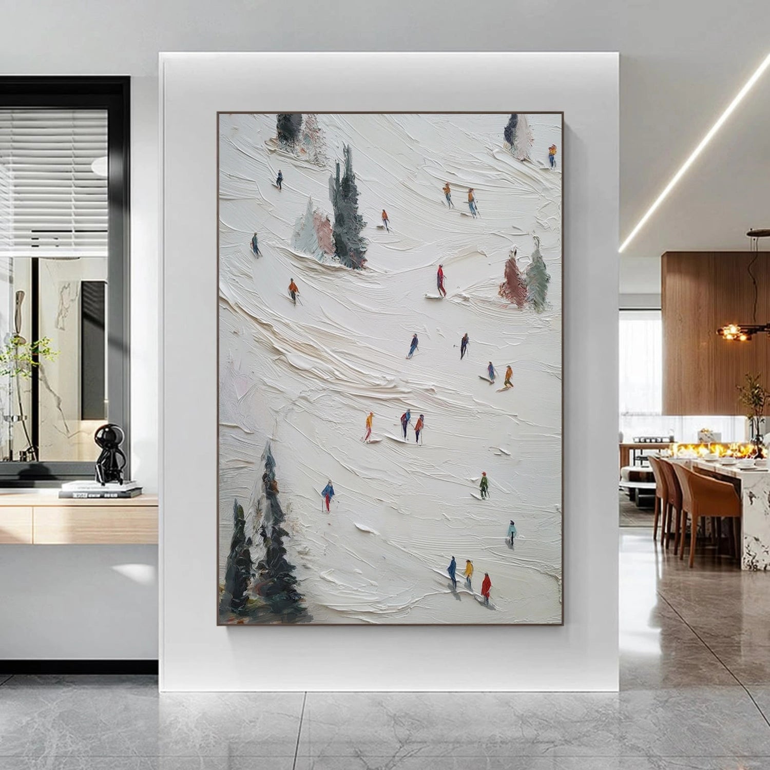 Skiing Sport Textured Wall Art #BA043