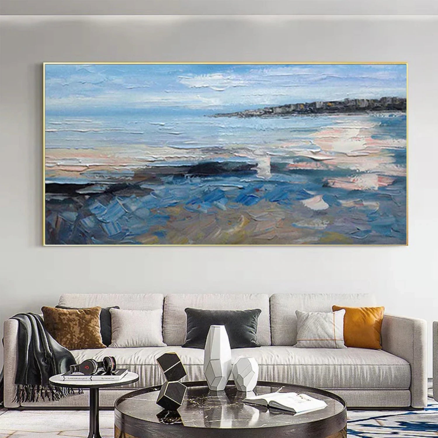 Sky And Ocean Abstract Textured Wall Art #SO415