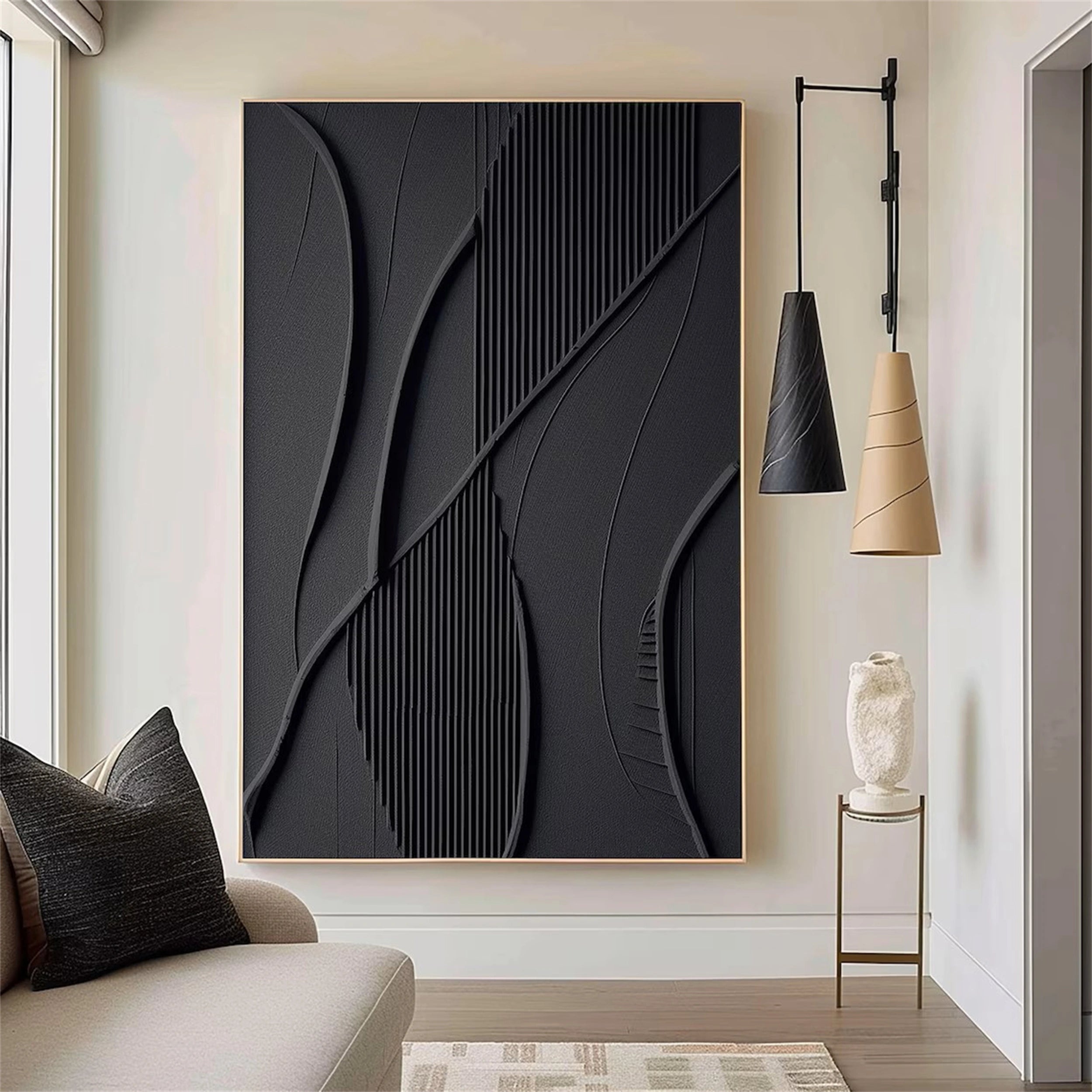 Black Textured Minimalist Wall Art #BT042