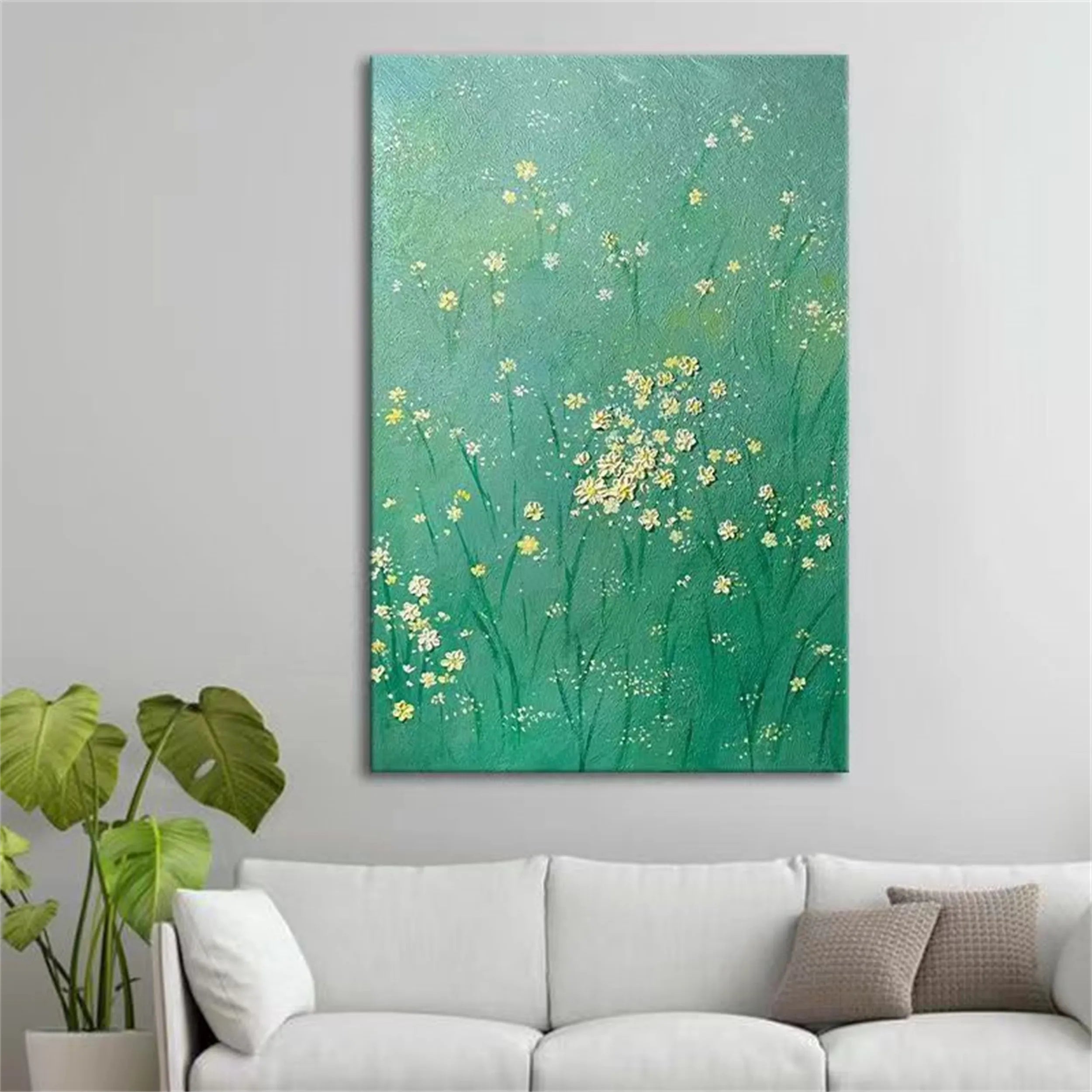 Green Tree And Flower Painting #TF038