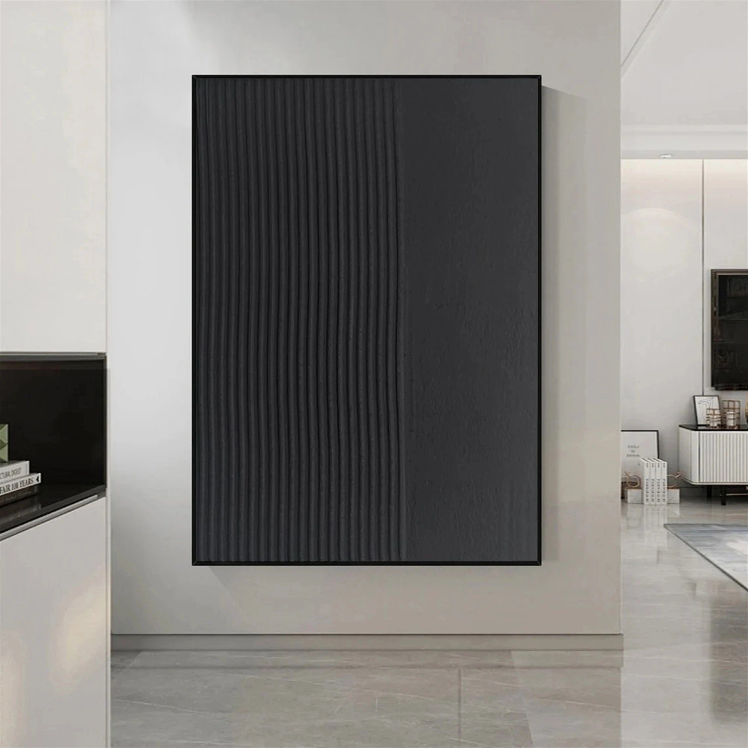 Black Textured Minimalist Wall Art #BT052