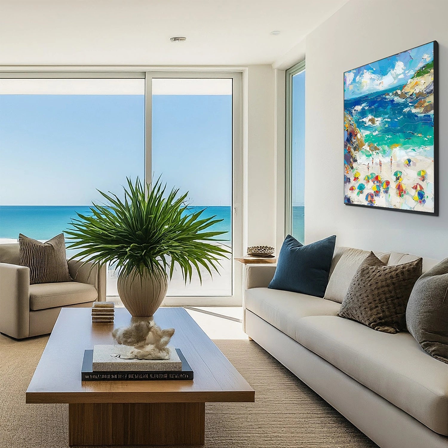 Sky And Ocean Abstract Textured Wall Art #SO260