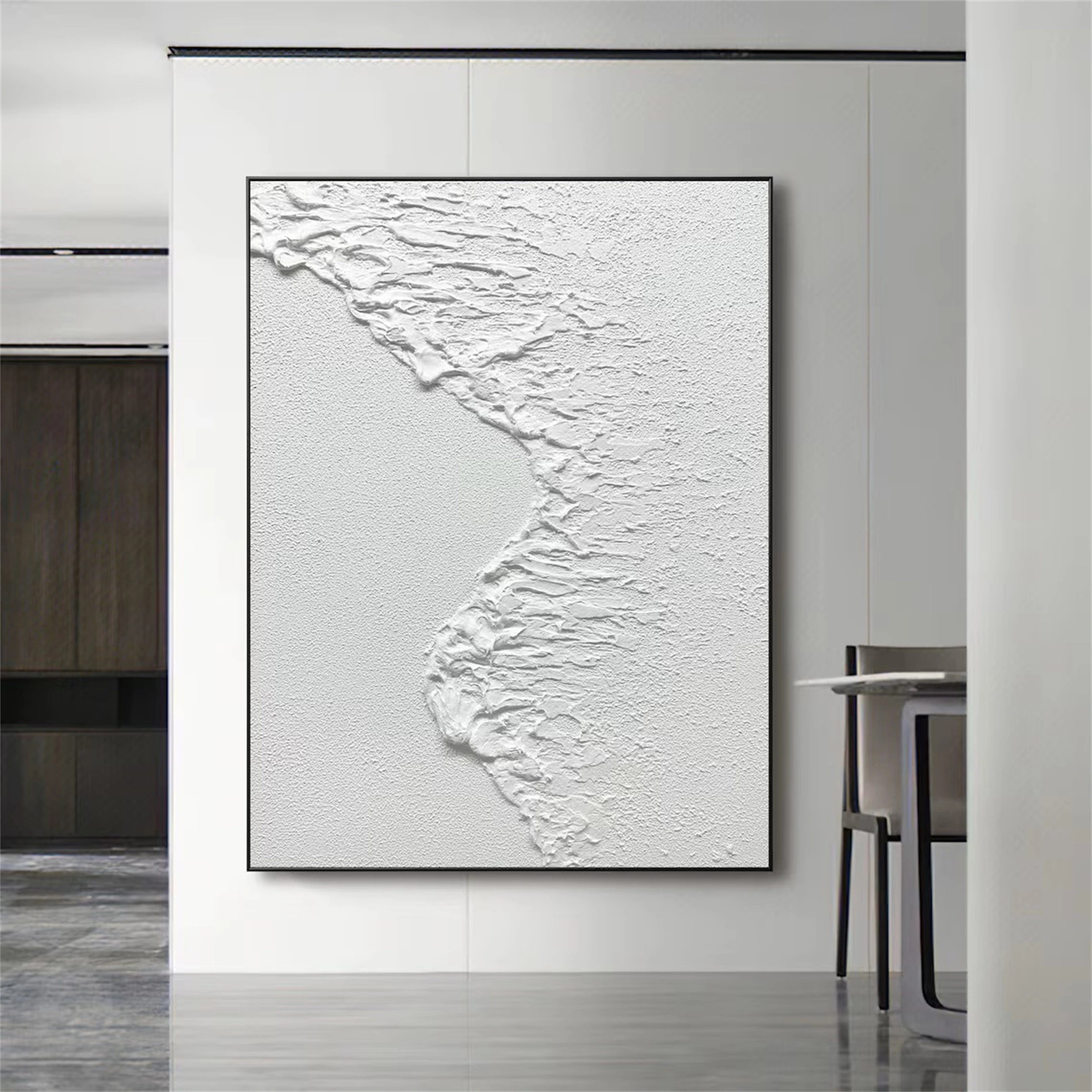 White Textured Minimalist Wall Art #WT094
