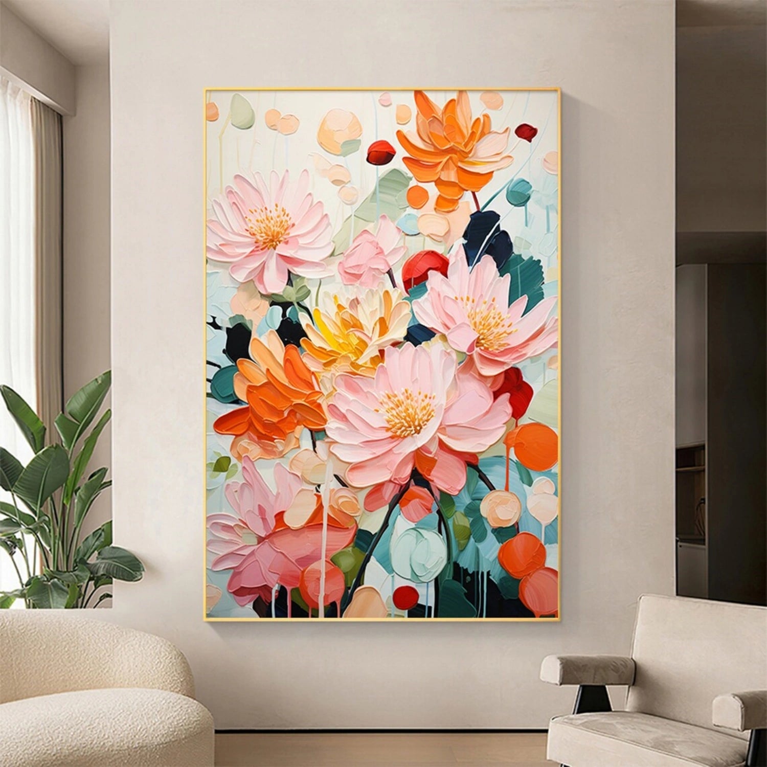 Colorful Tree And Flower Painting #TF094