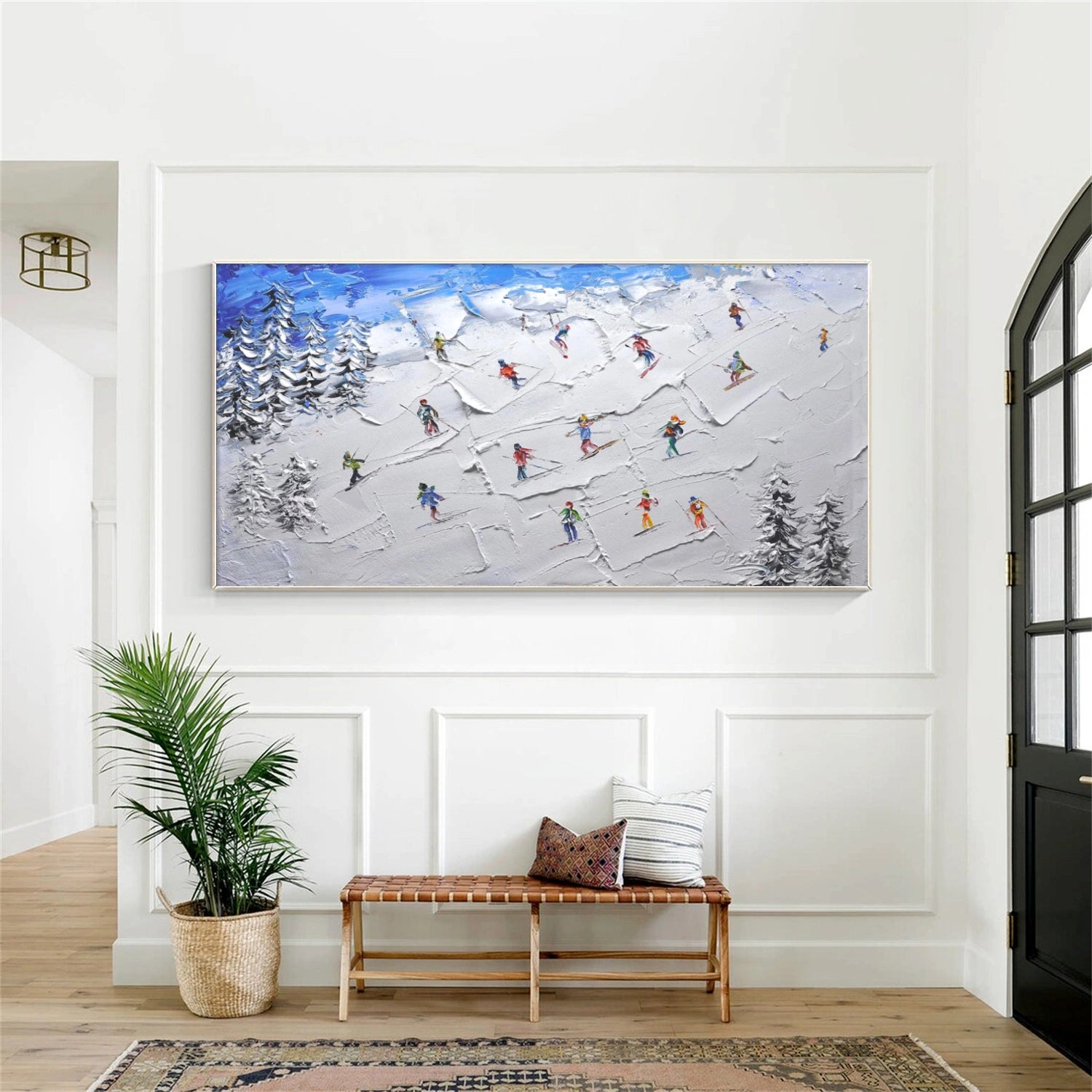 Skiing Sport Textured Wall Art #BA028