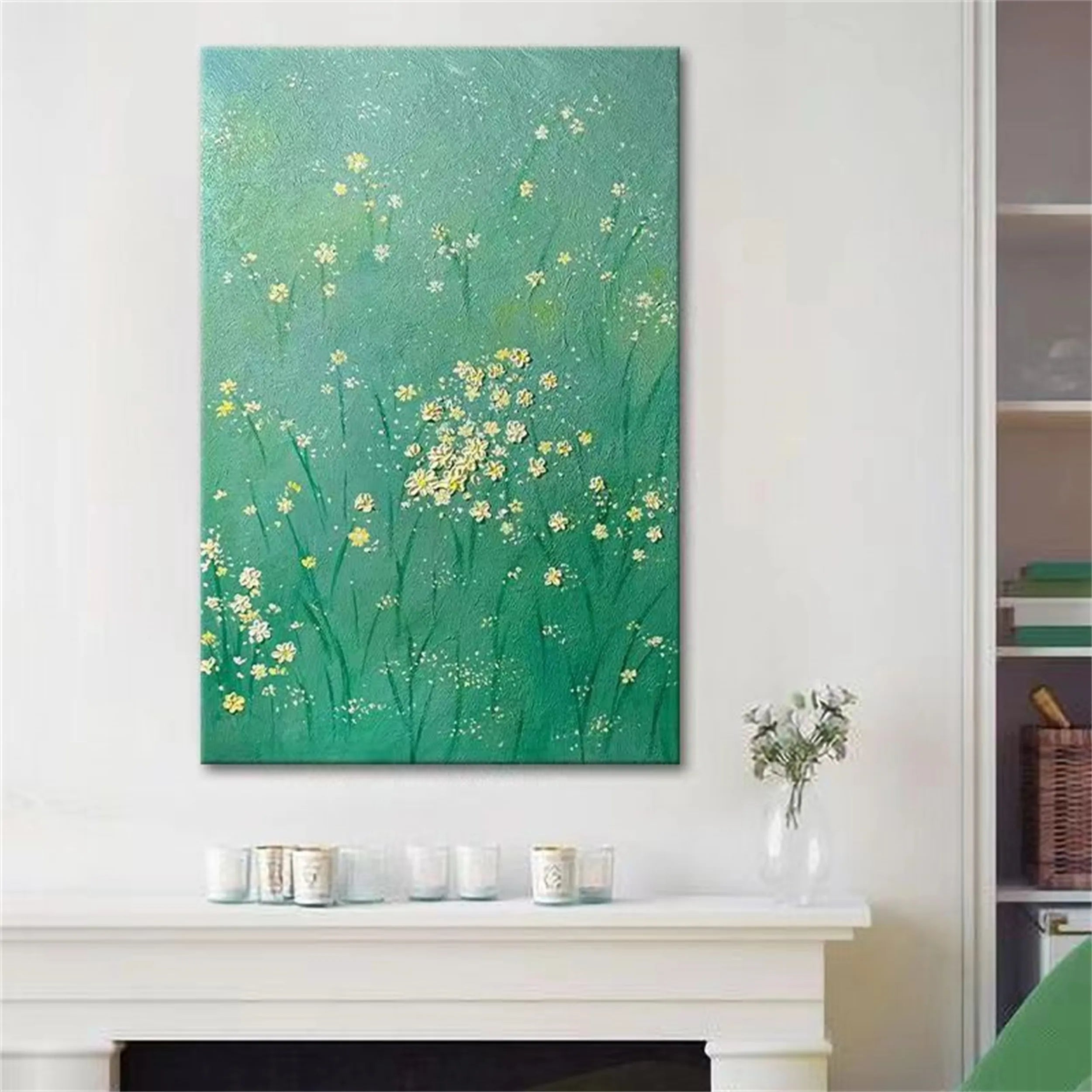 Green Tree And Flower Painting #TF038