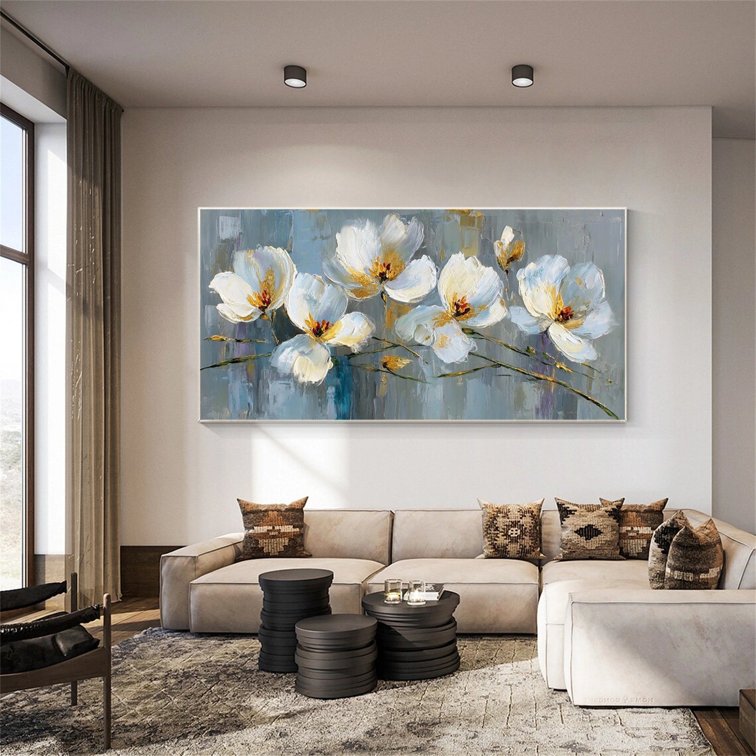 Tree And Flower Abstract Textured Wall Art #TF203