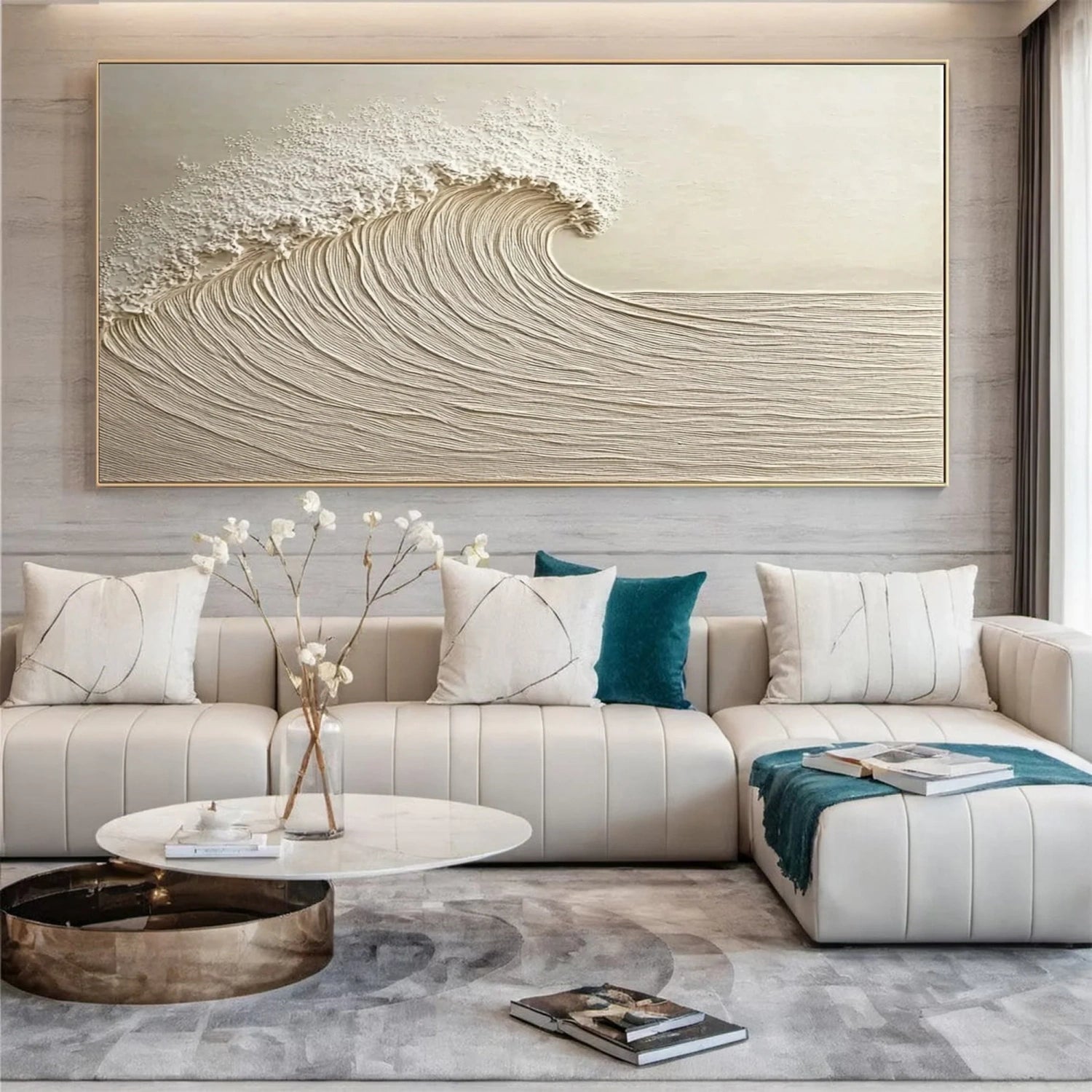 Beige & Brown Sky And Ocean Painting #SO163