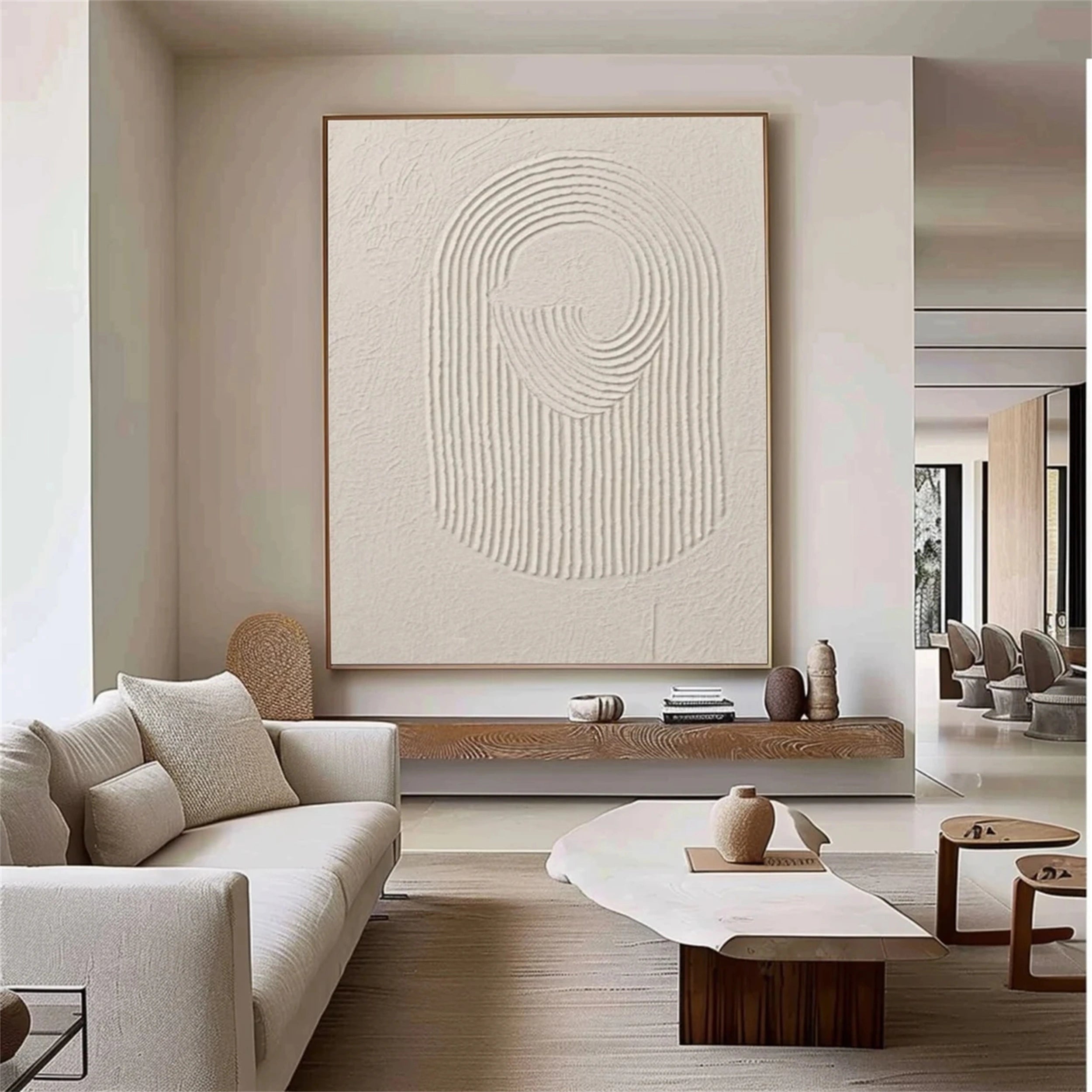 Beige & Brown Textured Minimalist Wall Art #BM027