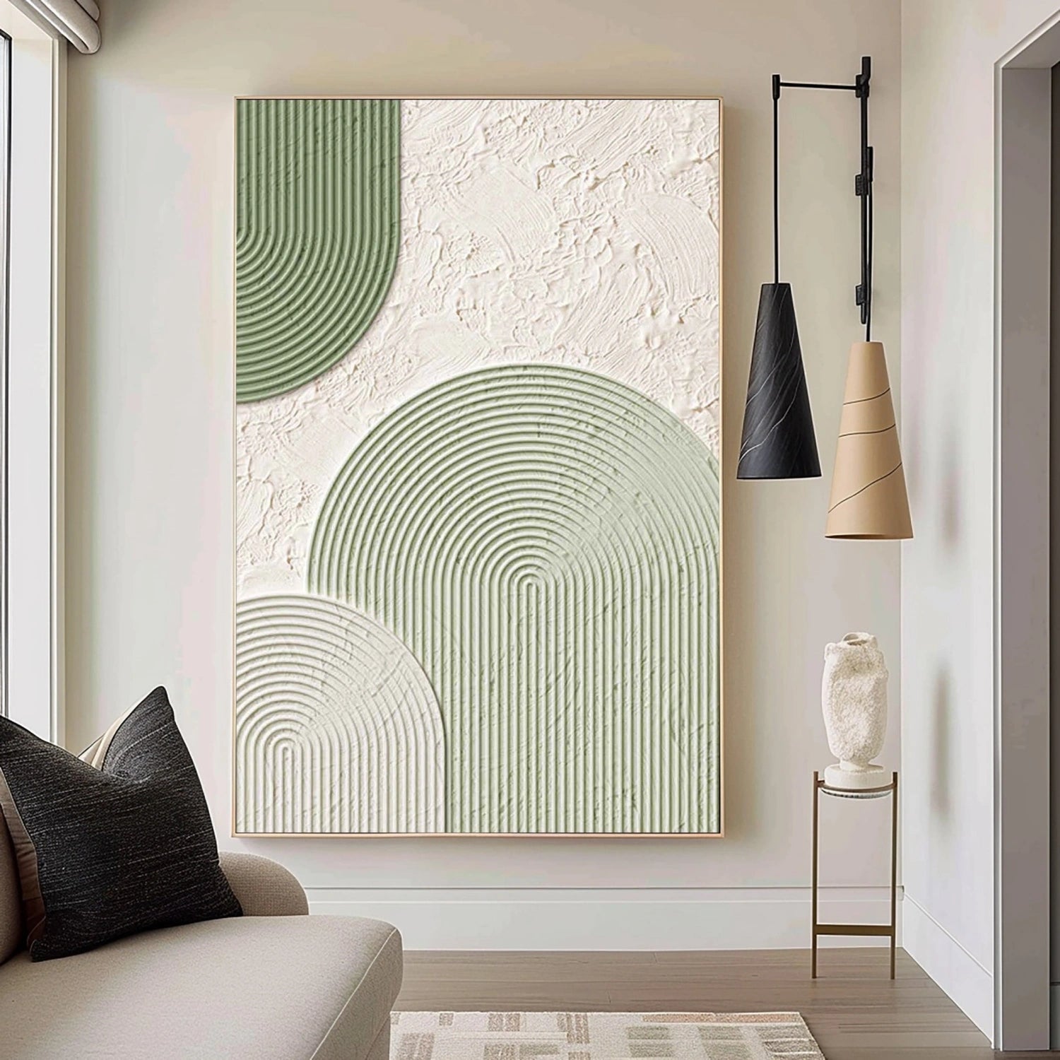Green Textured Minimalist Wall Art #GT043