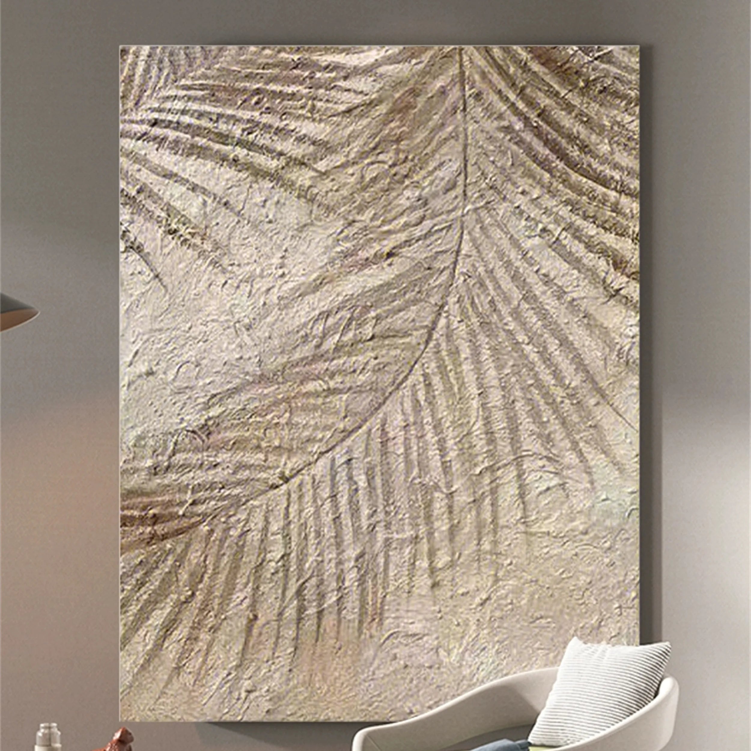 Beige Tree And Flower Painting #TF063