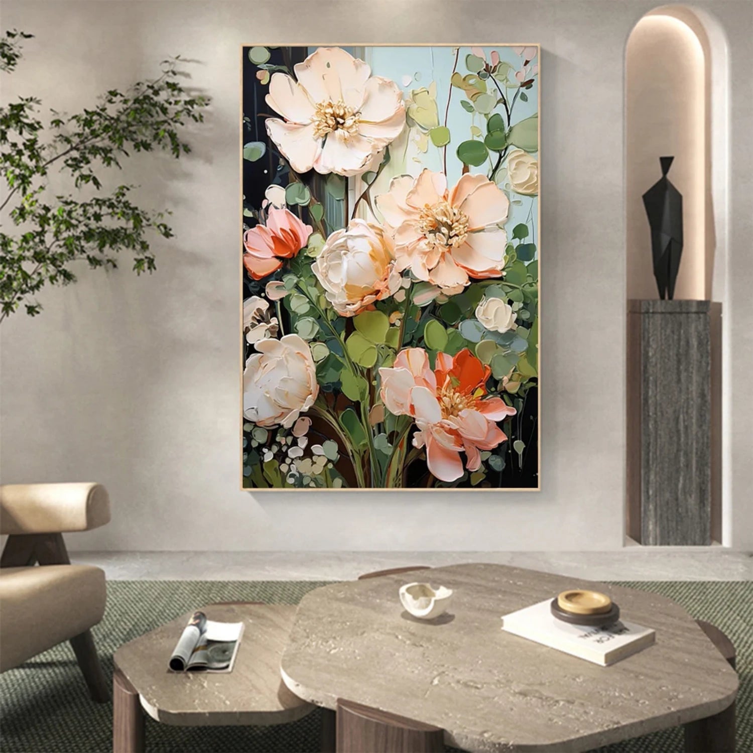Colorful Tree And Flower Painting #TF095