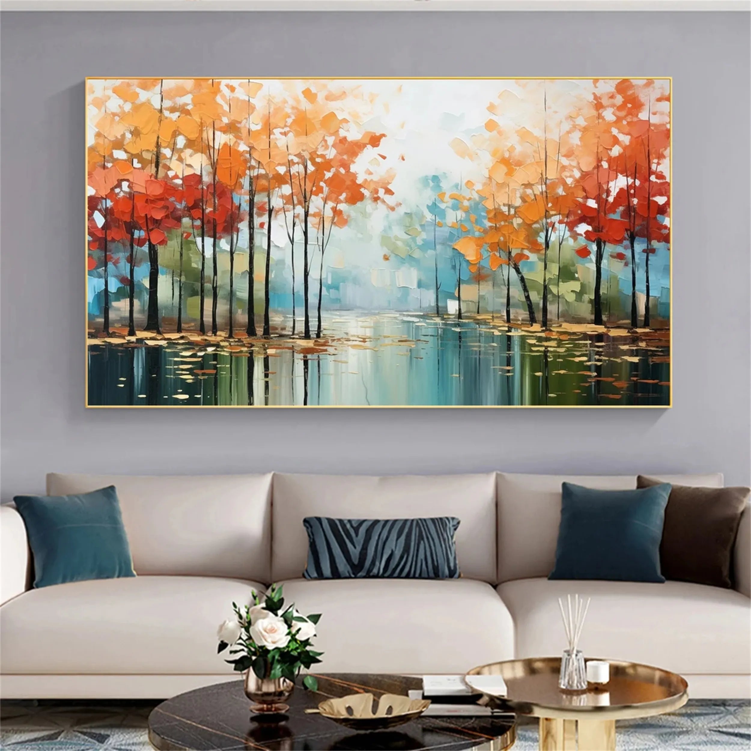 Colorful Tree And Flower Painting #TF023