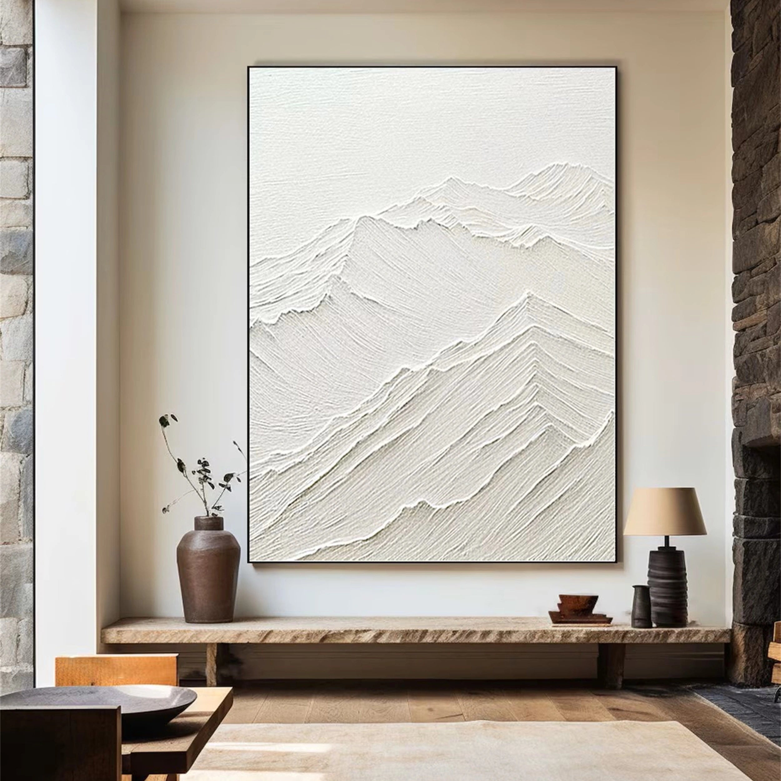 White Textured Minimalist Wall Art #WT077