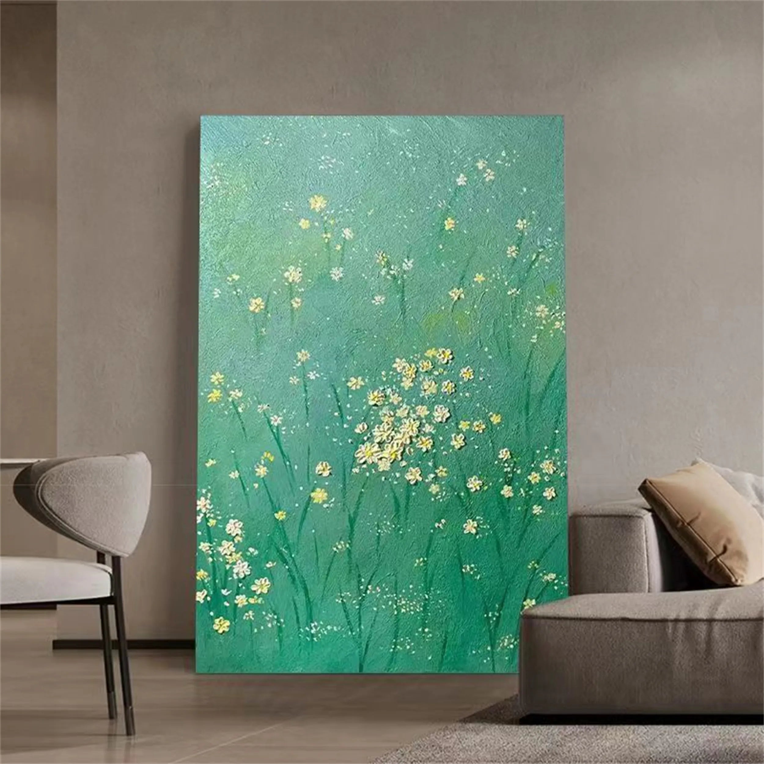 Green Tree And Flower Painting #TF038