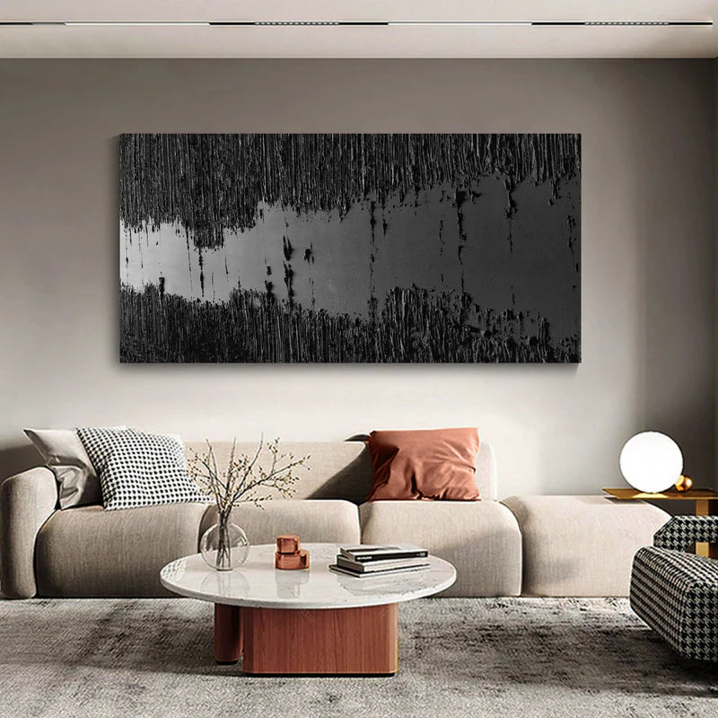 Black Textured Minimalist Wall Art #BT016