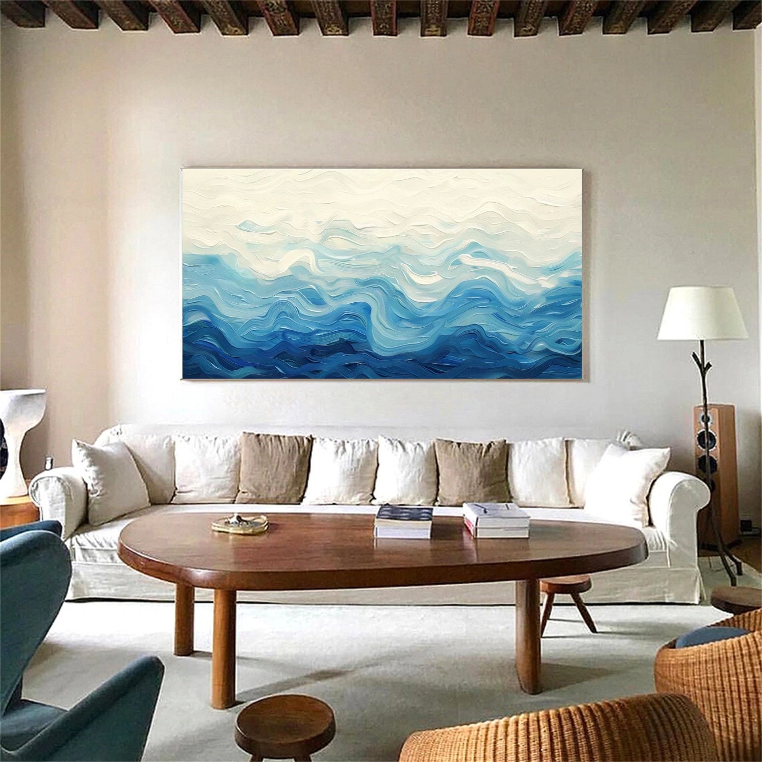 Sky And Ocean Abstract Textured Wall Art #SO285