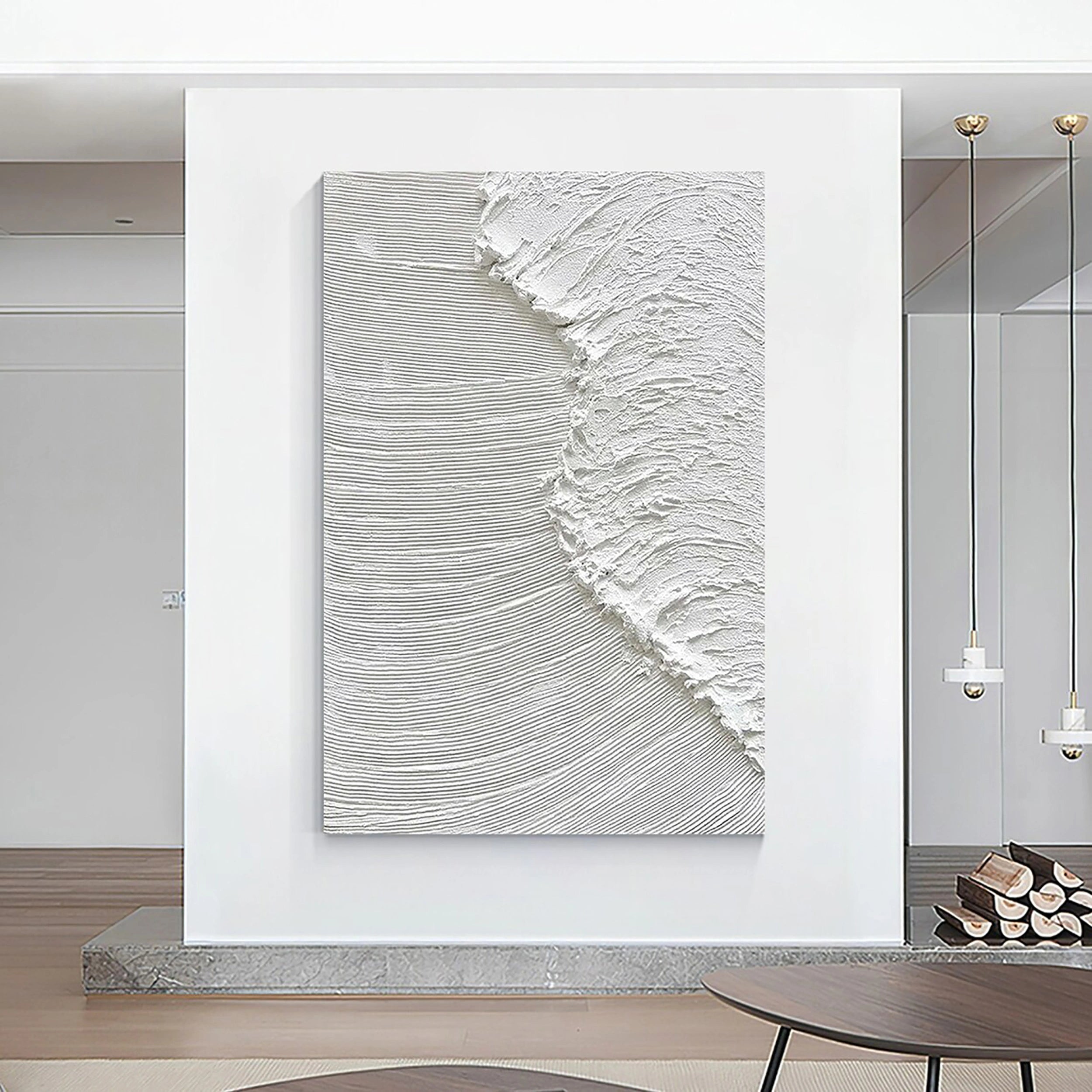 White Textured Minimalist Wall Art #WT058