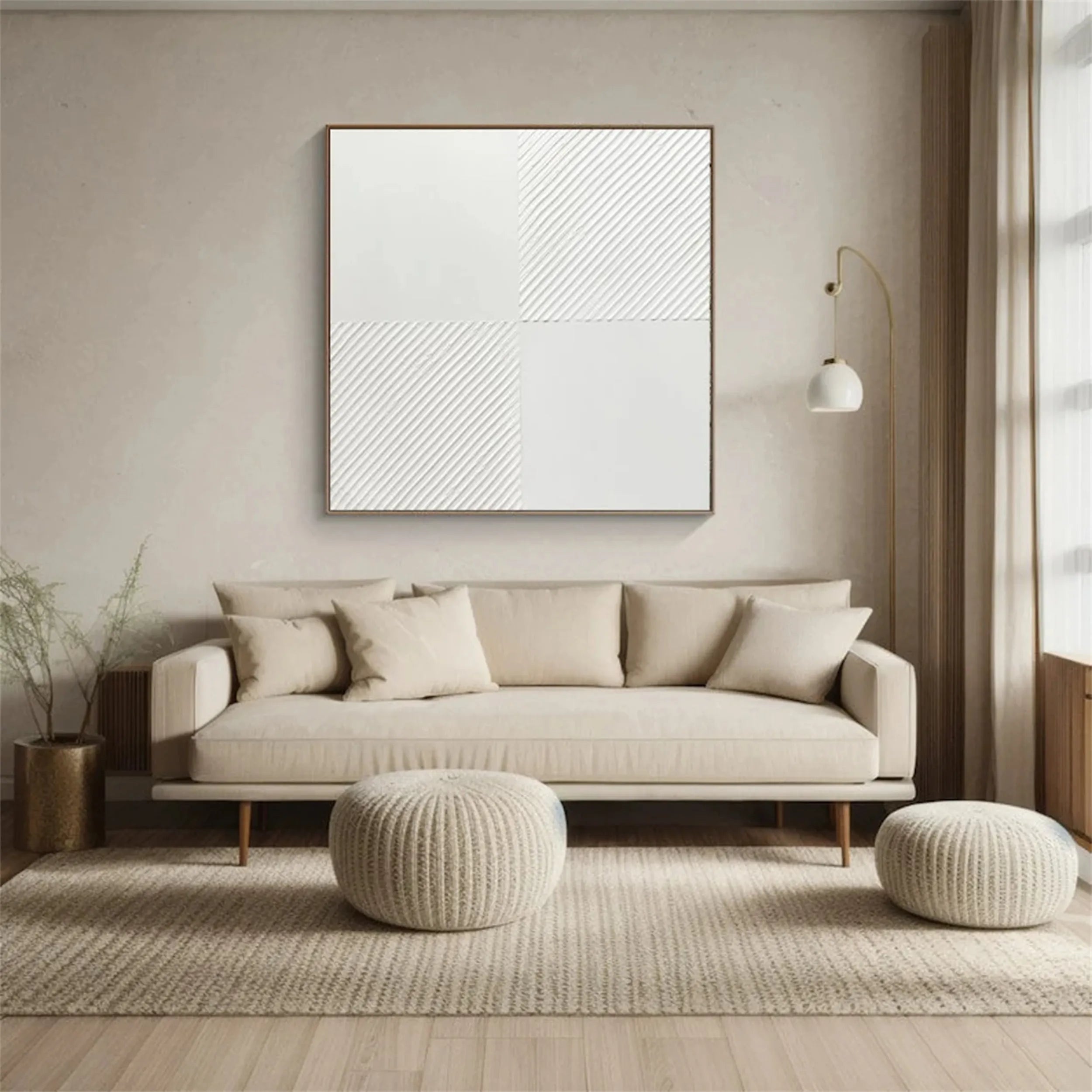 White Textured Minimalist Wall Art #WT105