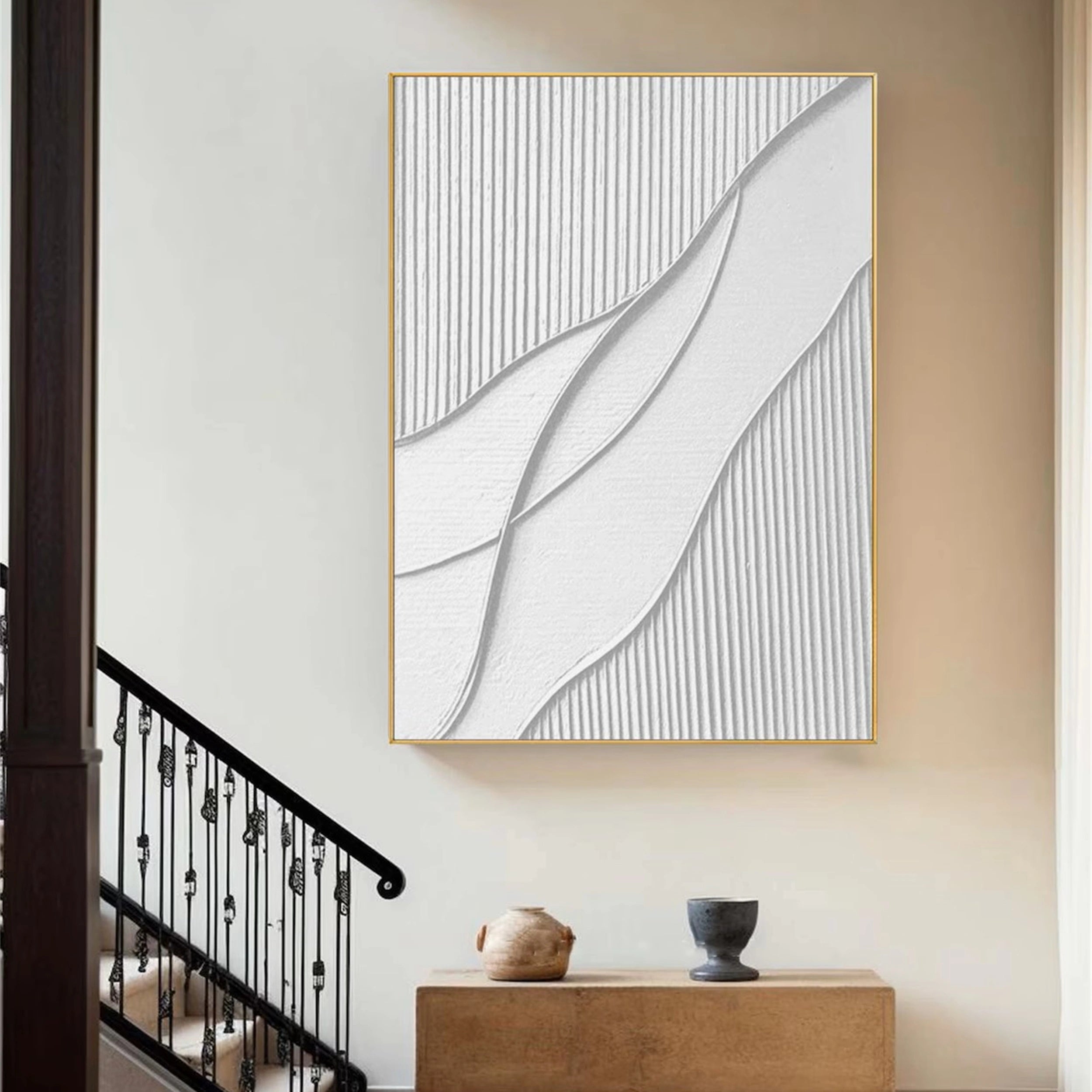 White Textured Minimalist Wall Art #WT066