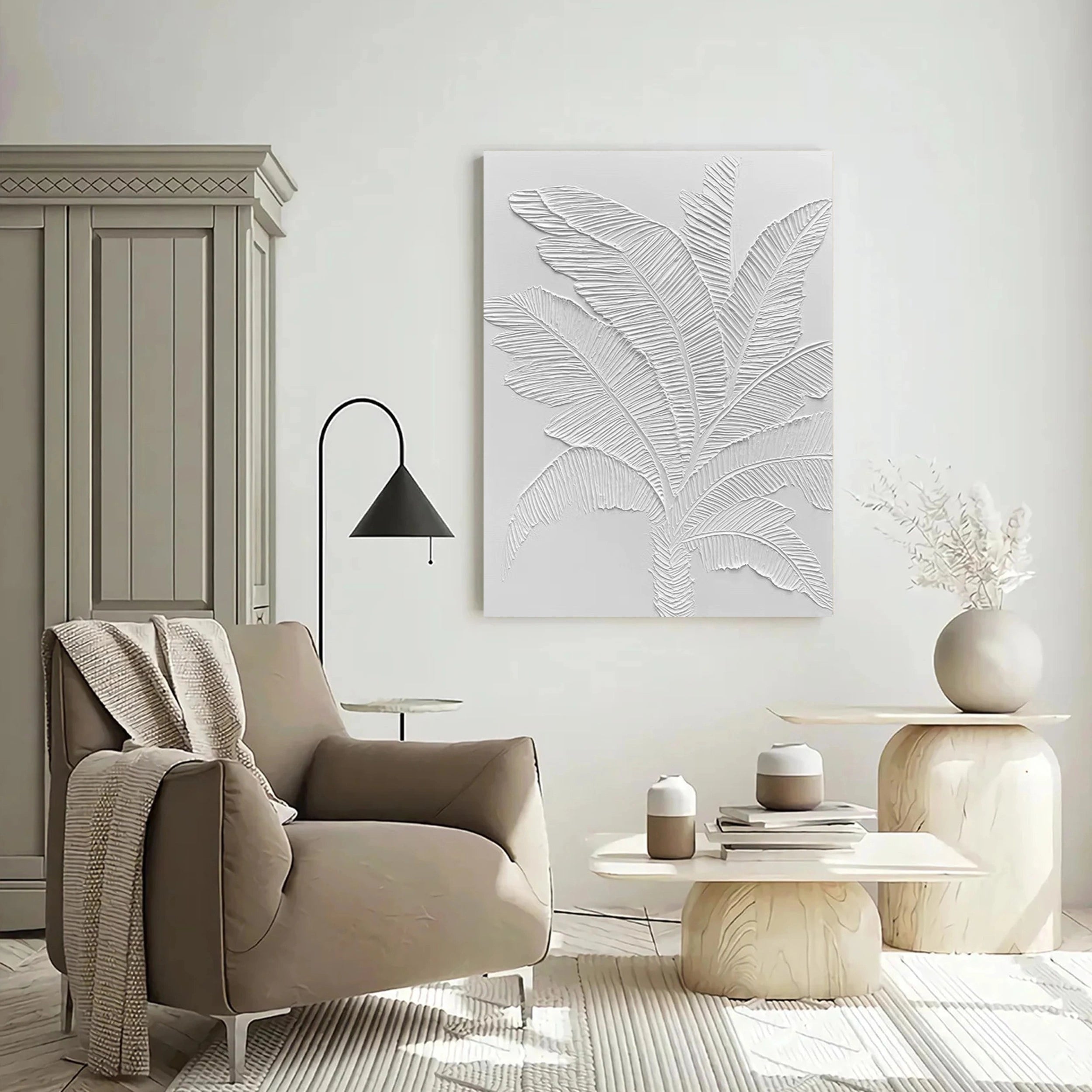 White Textured Minimalist Wall Art #WT056