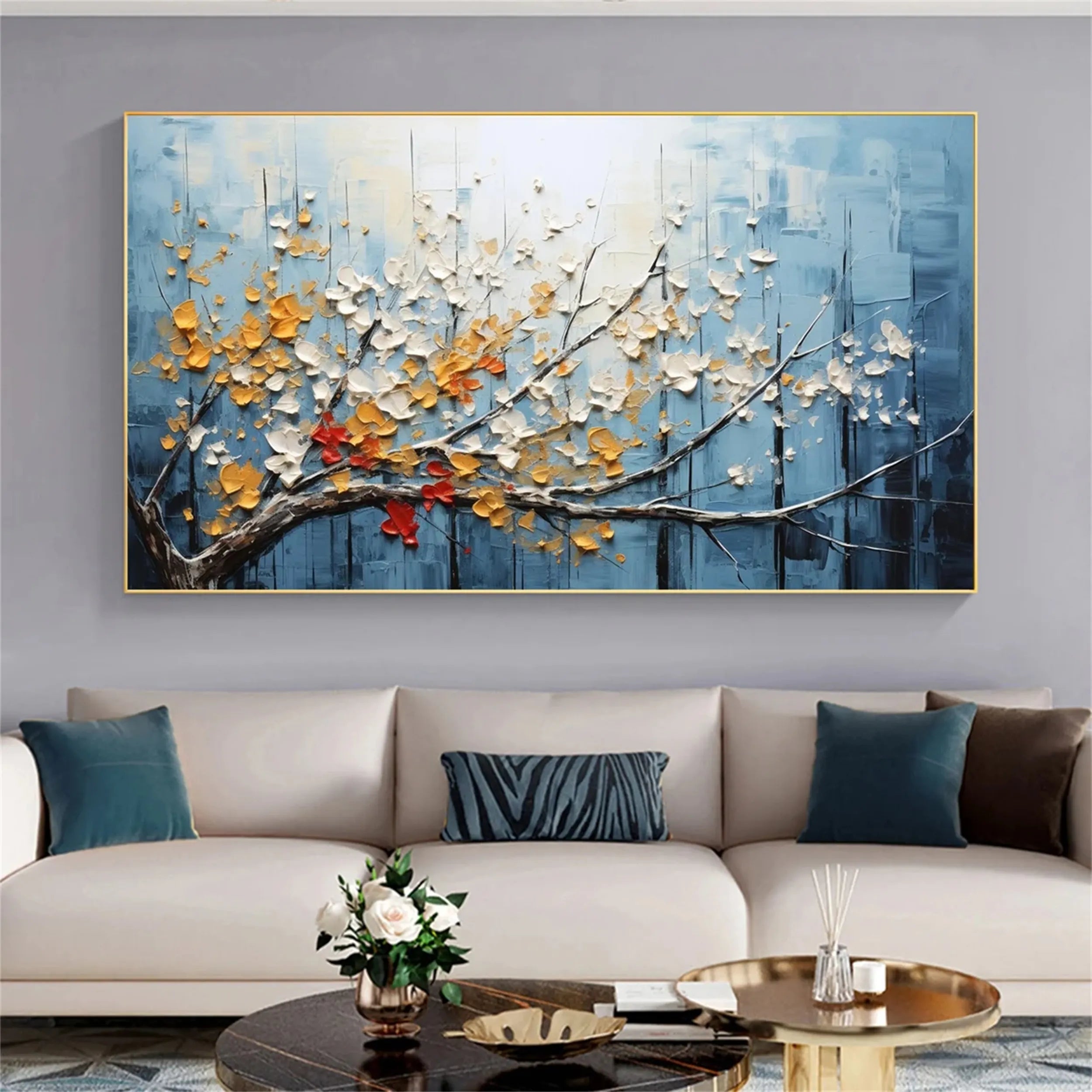 Colorful Tree And Flower Painting #TF020