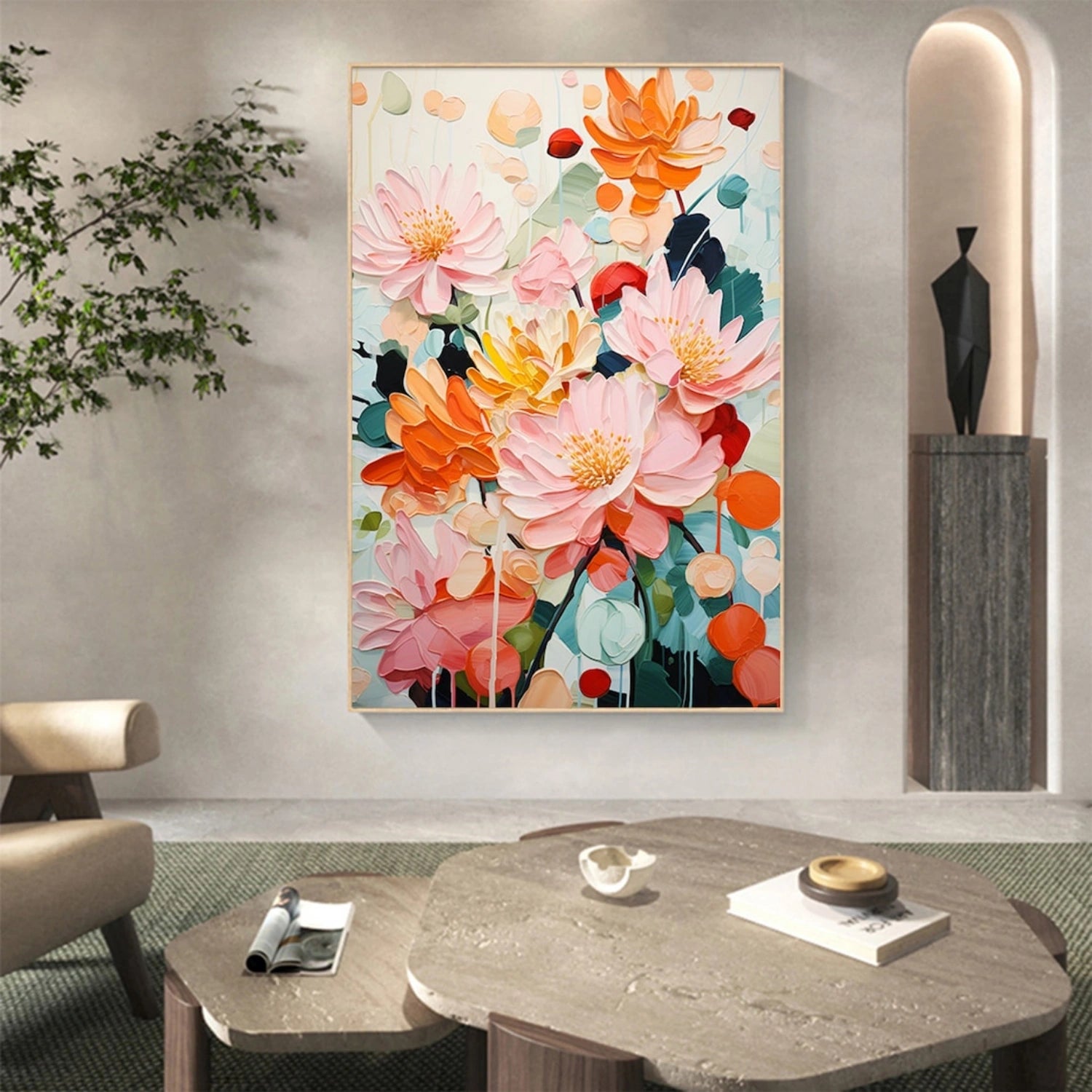 Colorful Tree And Flower Painting #TF094