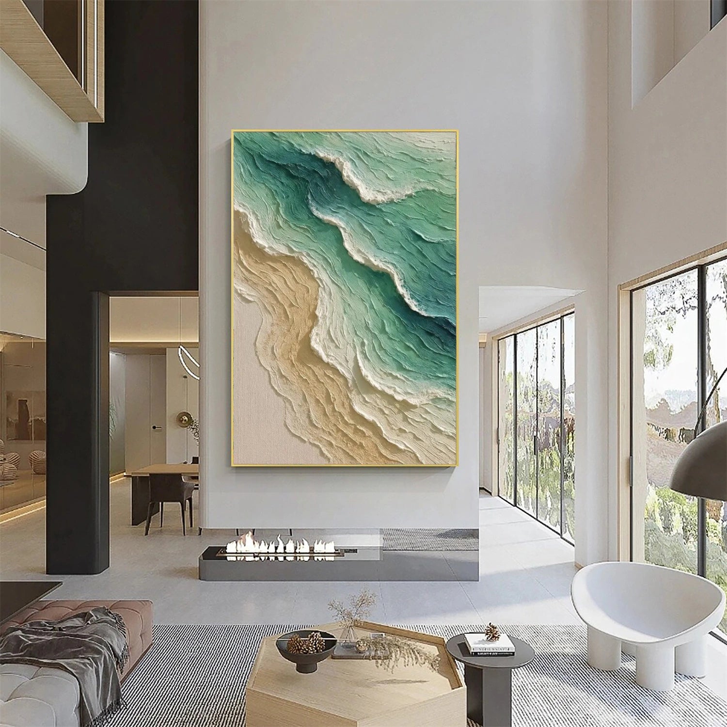 Sky And Ocean Abstract Textured Wall Art #SO354