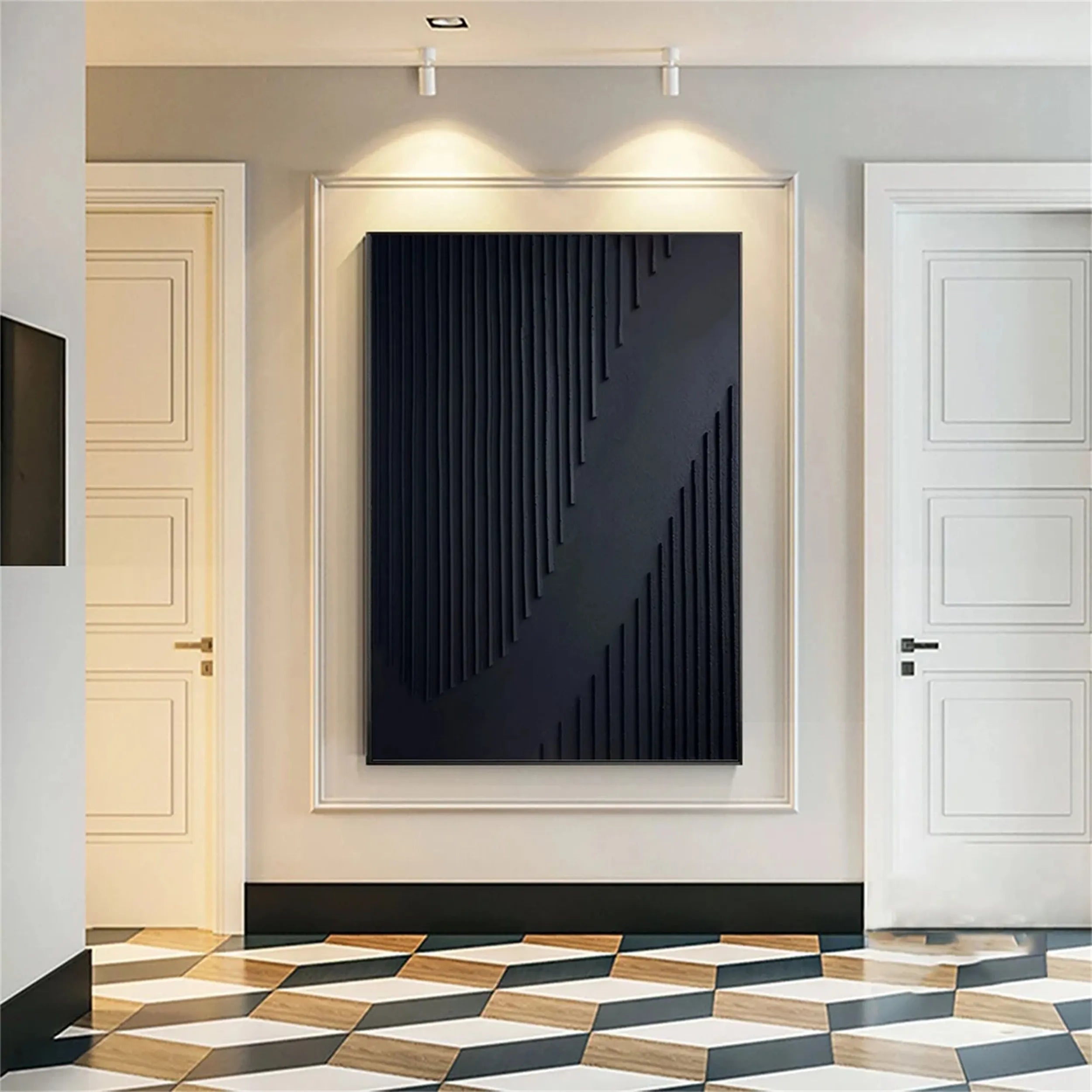 Black Textured Minimalist Wall Art #BT054
