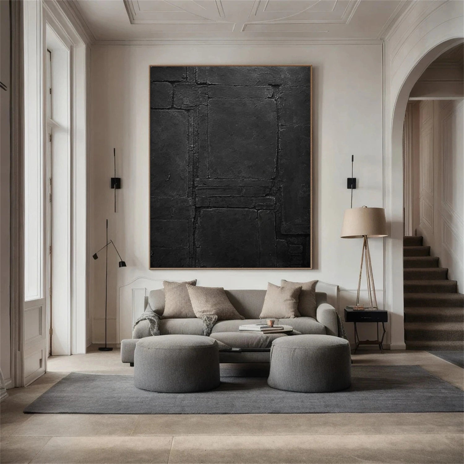 Black Minimalist Textured Canvas Art #BT080