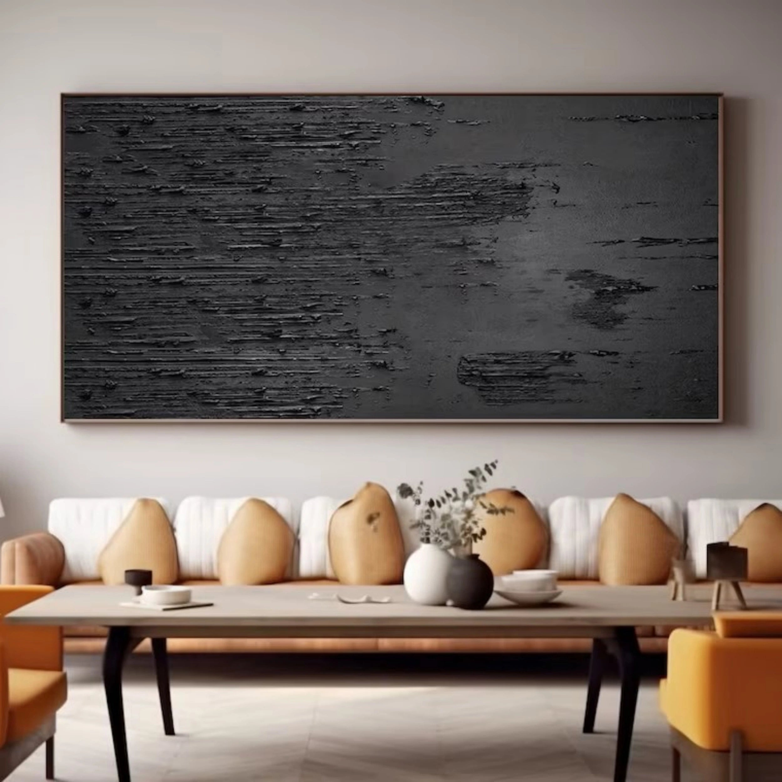 Black Textured Minimalist Wall Art #BT037