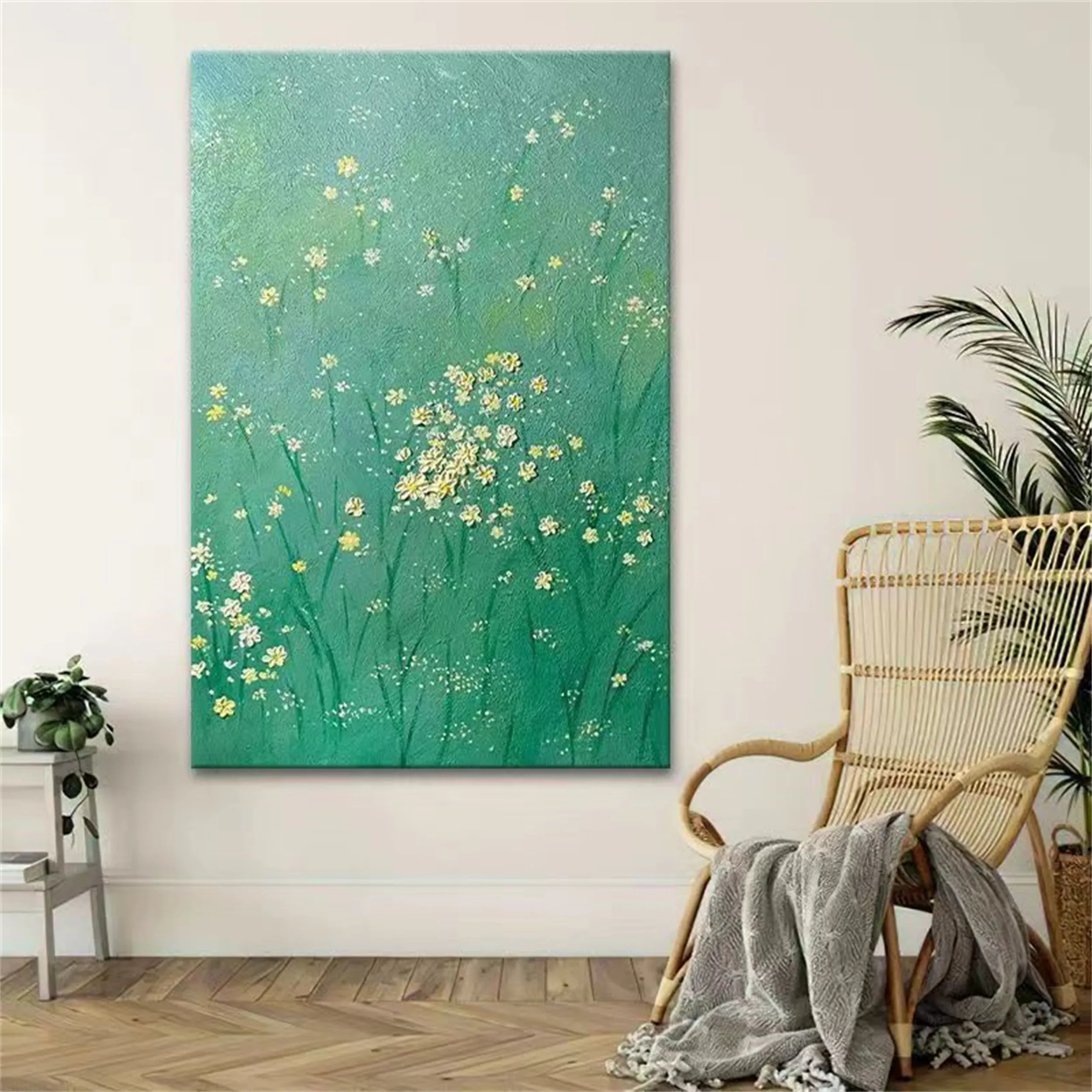 Green Tree And Flower Painting #TF038