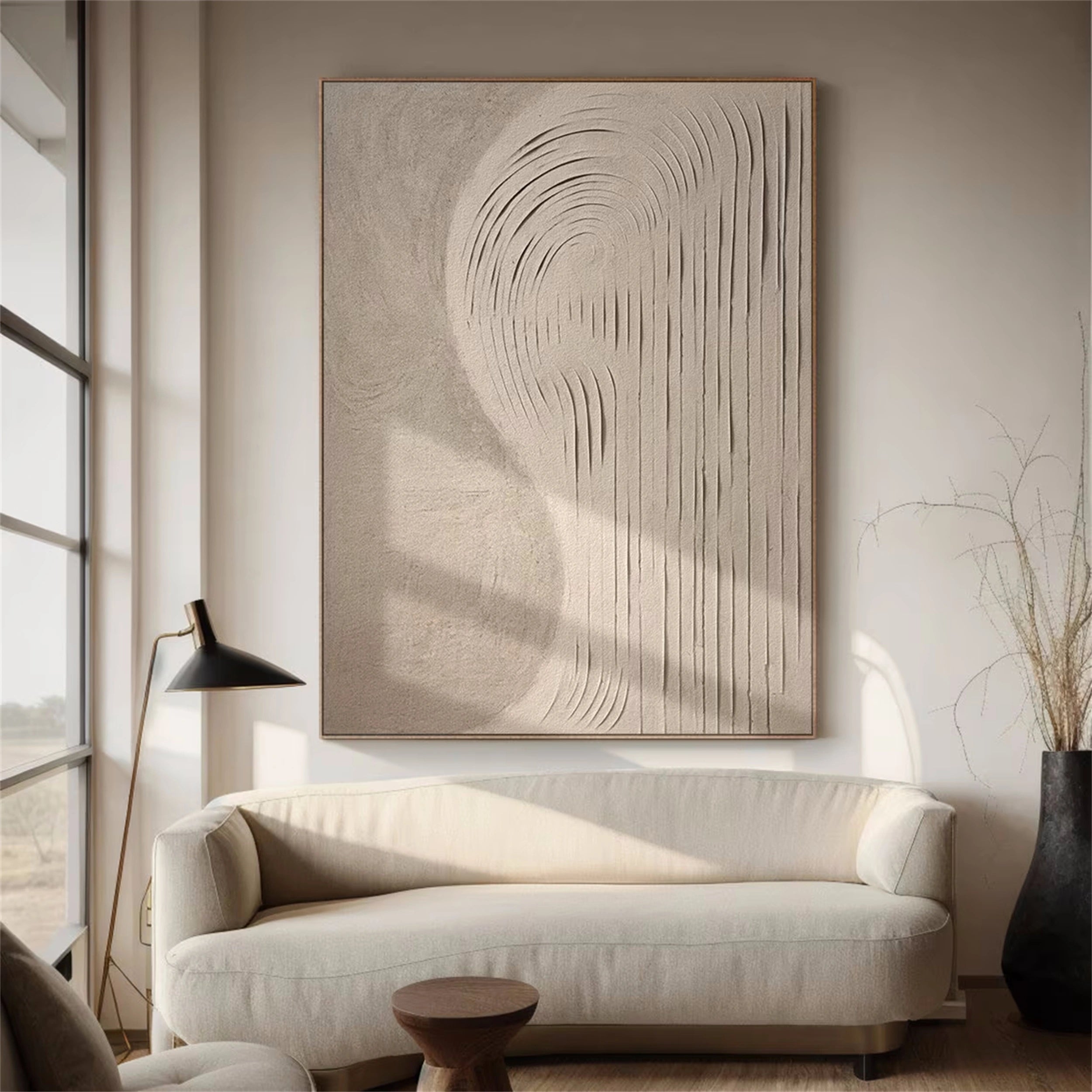 Beige & Brown Textured Minimalist Wall Art #BM016