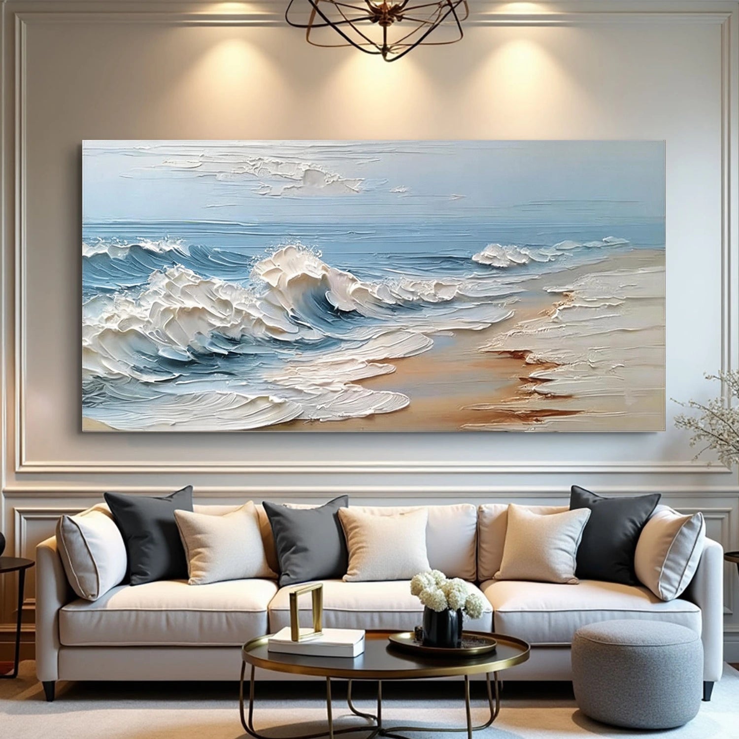 Sky And Ocean Abstract Textured Wall Art #SO413