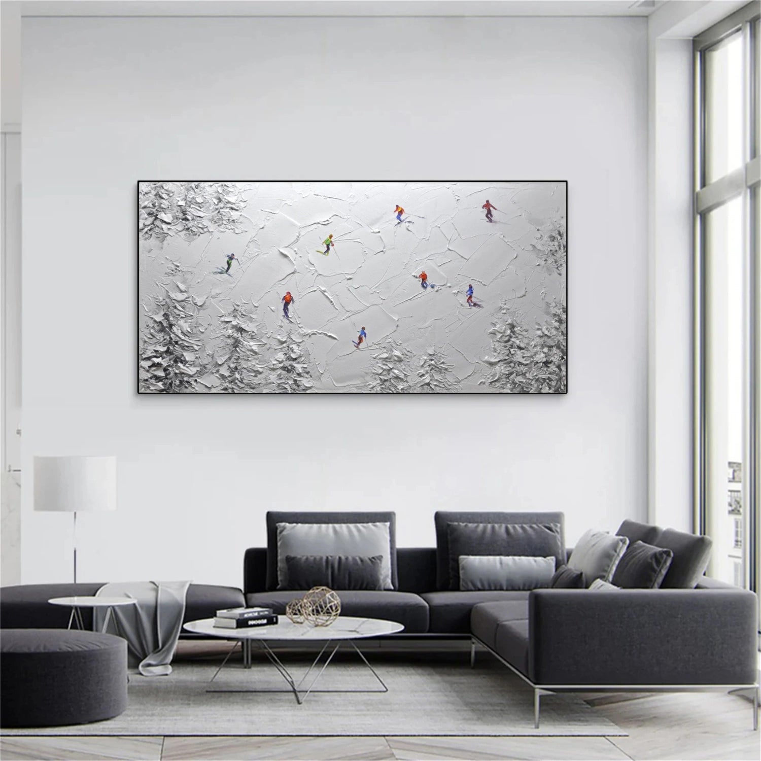Skiing Sport Textured Wall Art #BA027