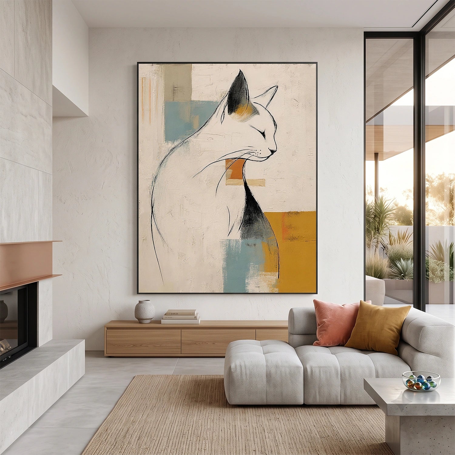 Abstract Animal Art Cat Wall Art #AT089