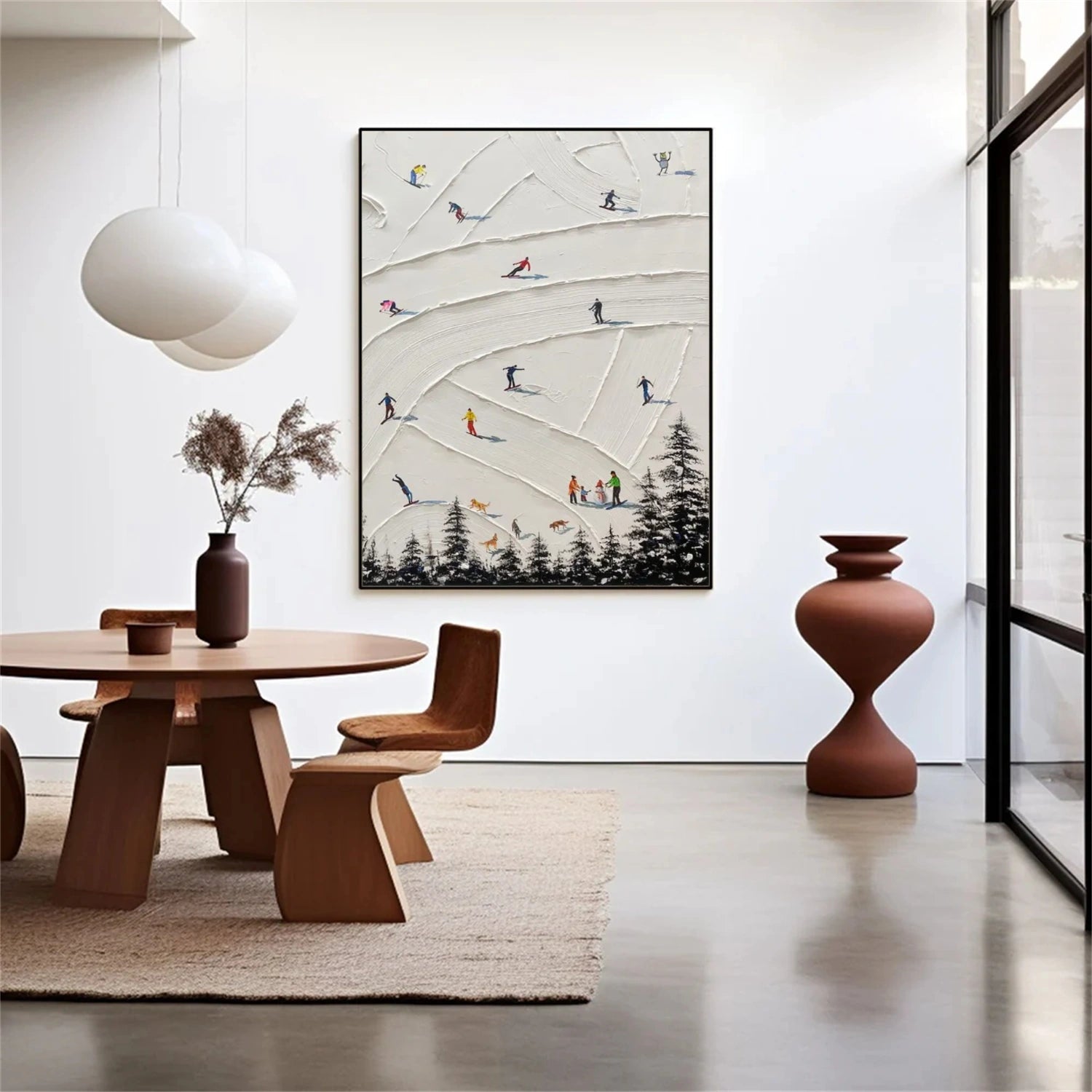 Skiing Sport Textured Wall Art #BA024