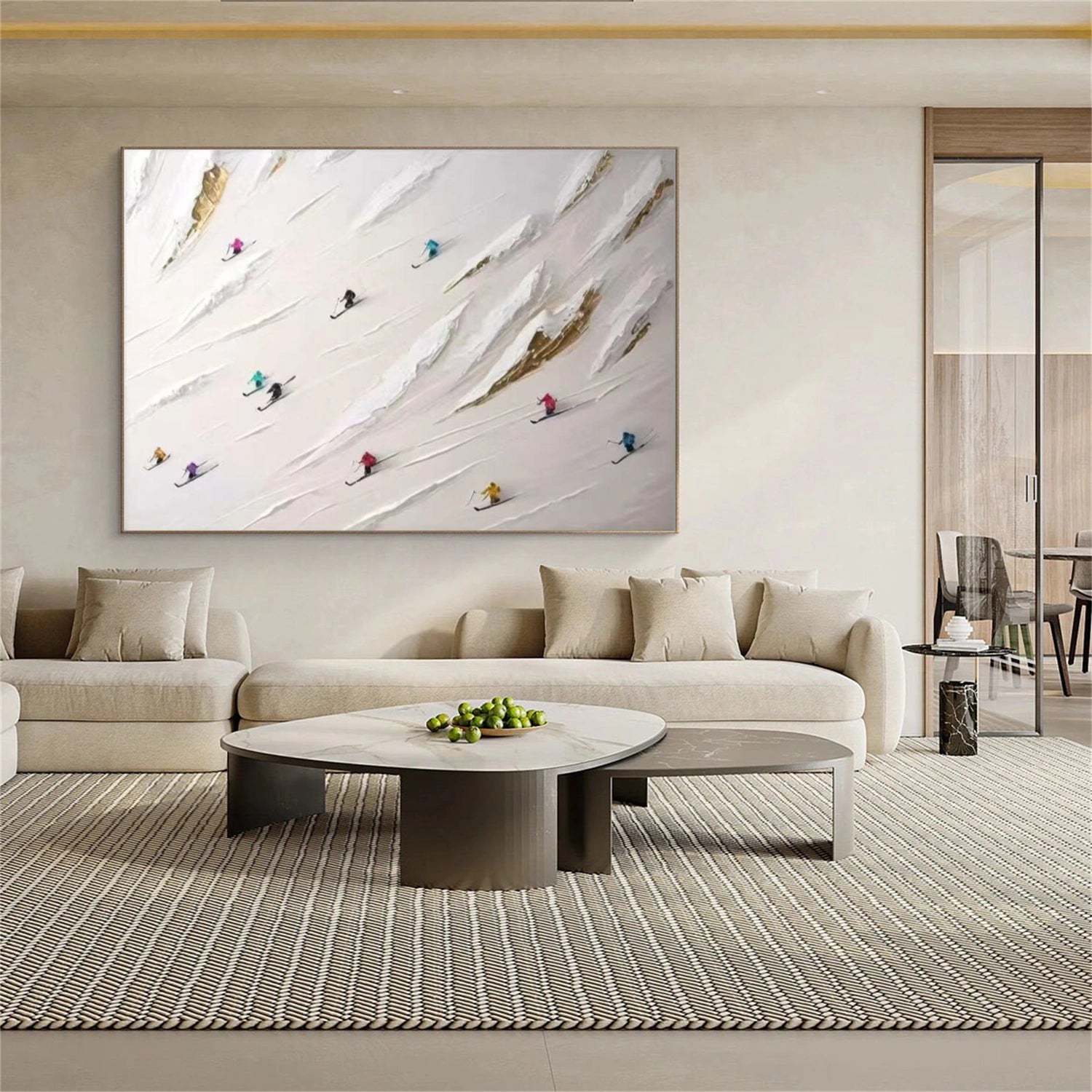 Skiing Sport Textured Wall Art #BA016