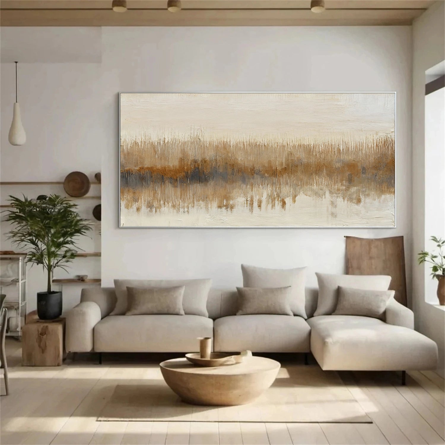 Beige and Brown Abstract Wall Art #AW194
