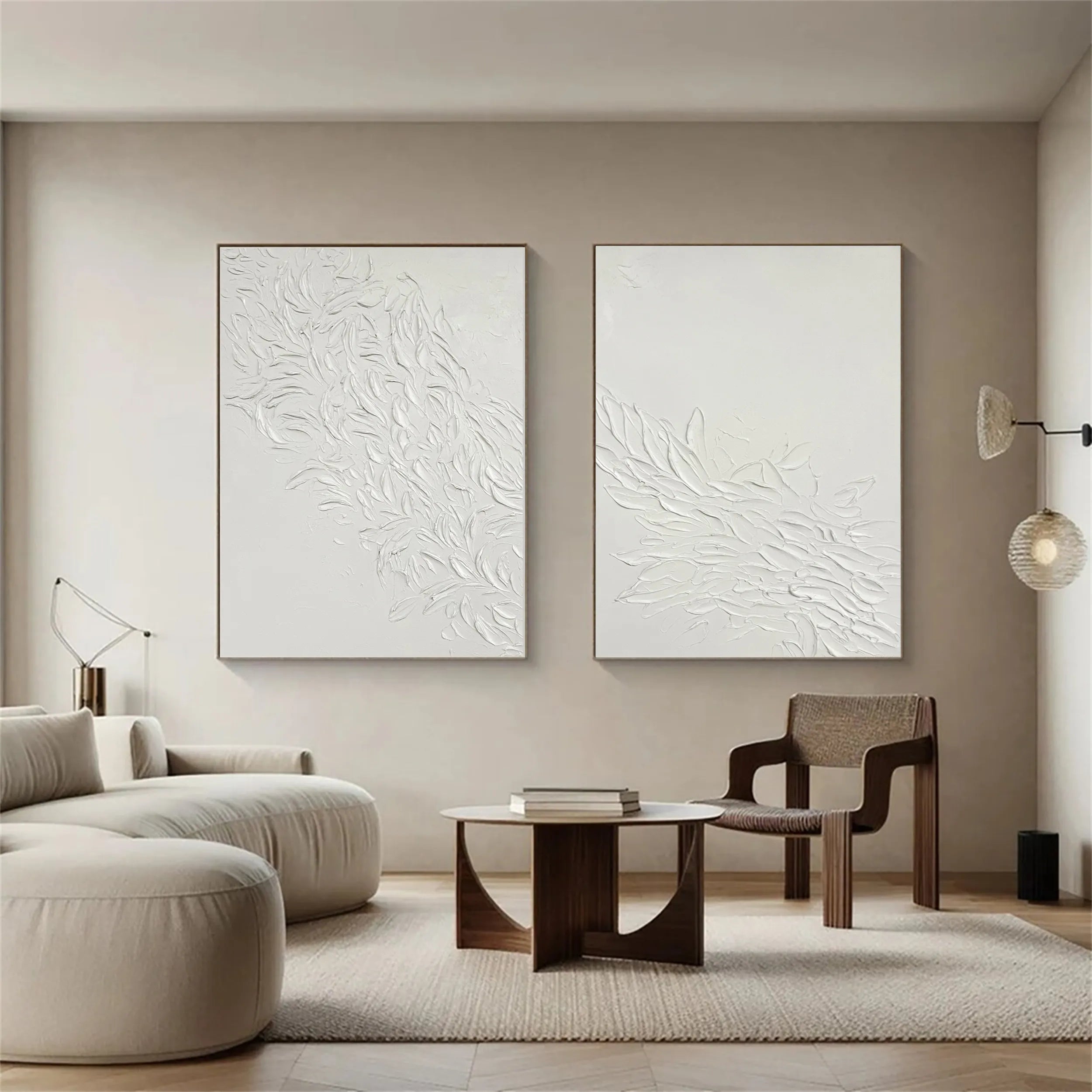 White Tree And Flower Painting Set of 2 #TF024